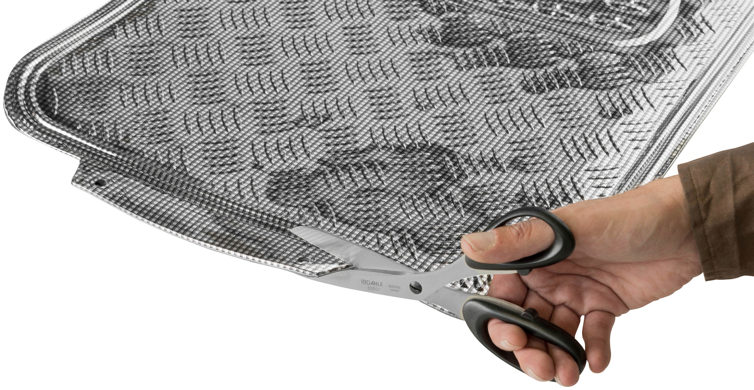 WALSER Universal-Fußmatten Metallic Riffelblech look (4 St), Kombi/PKW,  Gute Farb- und Lichtbeständigkeit