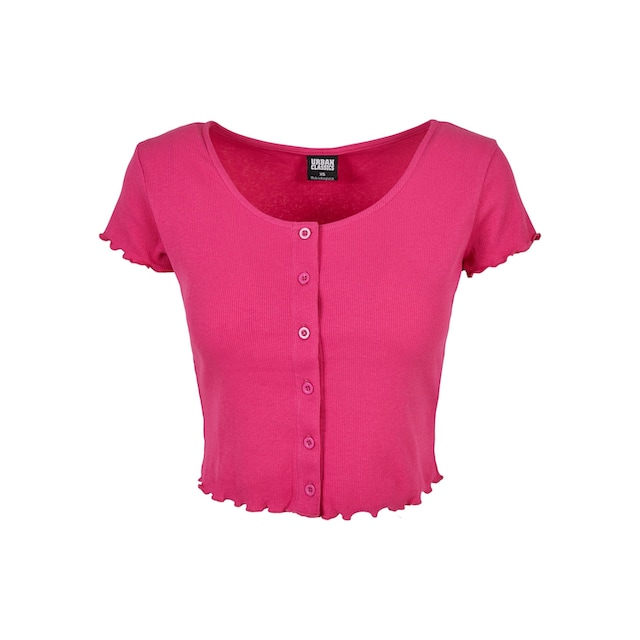 URBAN CLASSICS Shirtjacke »Damen Ladies Cropped Button Up Rib Tee«, (1 tlg.)  kaufen | BAUR
