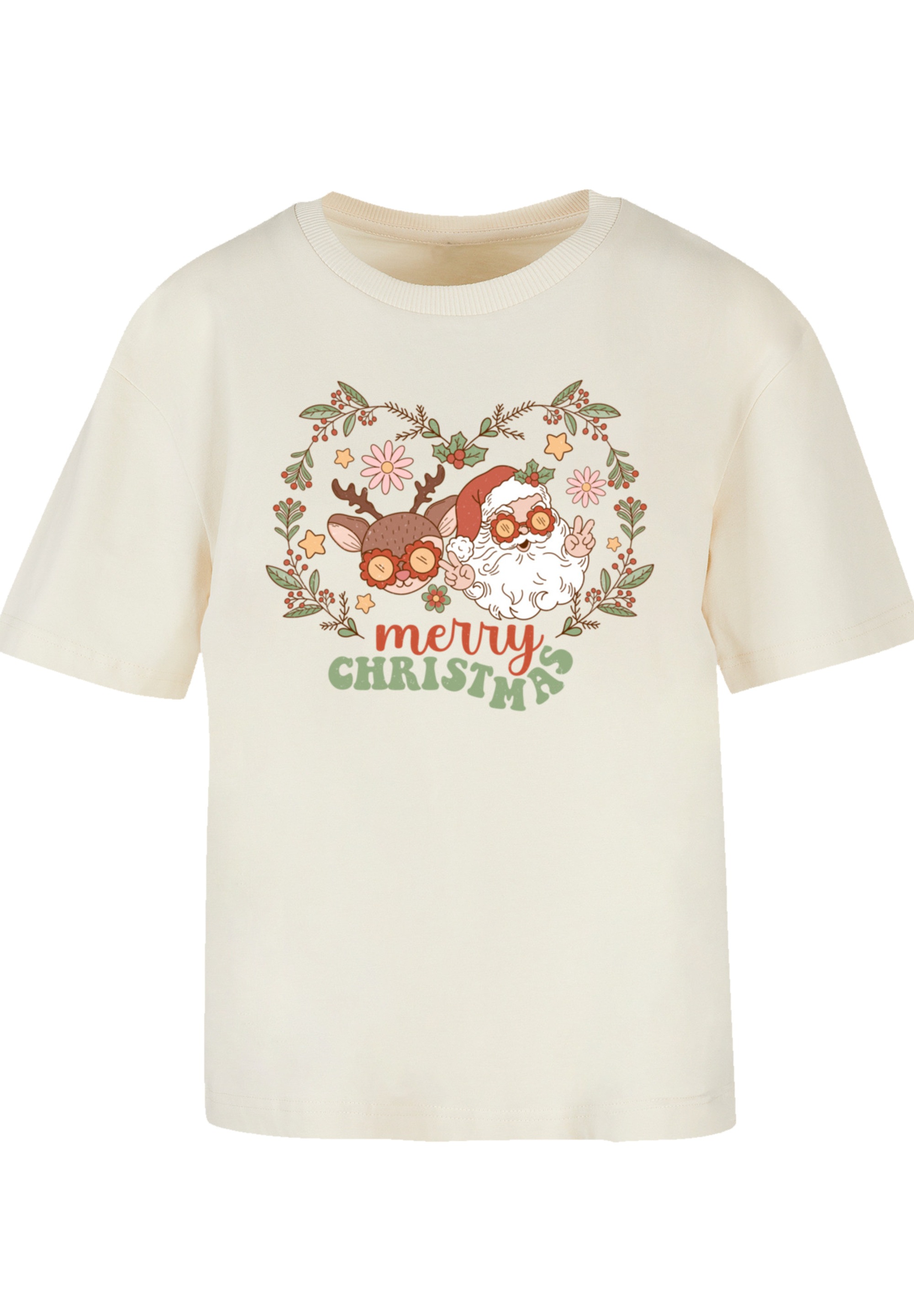 F4NT4STIC T-Shirt »Weihnachten Hippie Santa And Reindeer«, Premium Qualität, Weihnachts-Kollection
