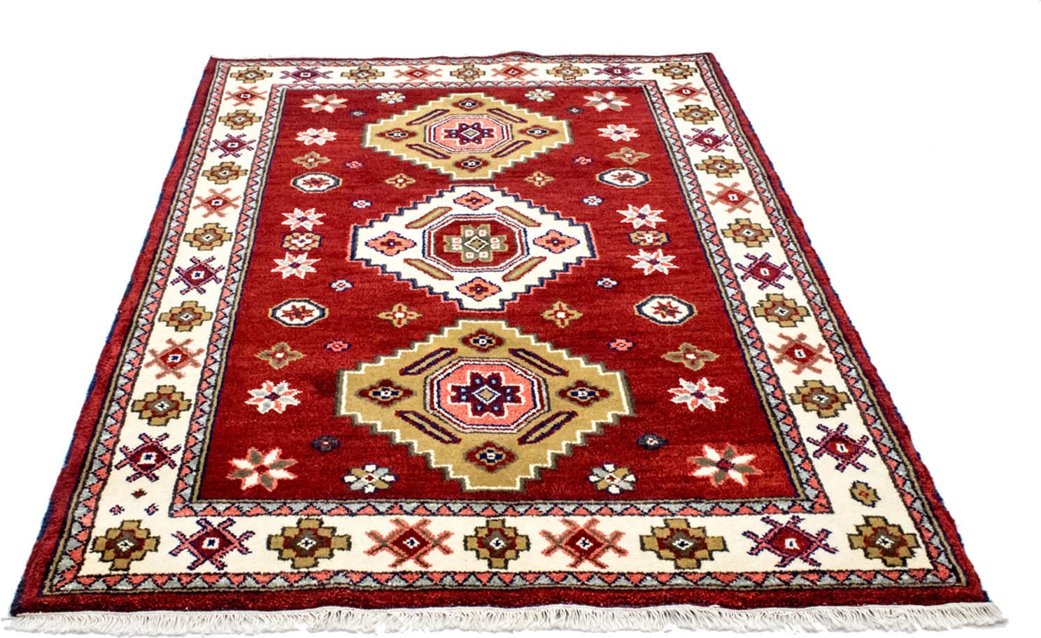 Wollteppich »Kazak Teppich handgeknüpft rot«, rechteckig
