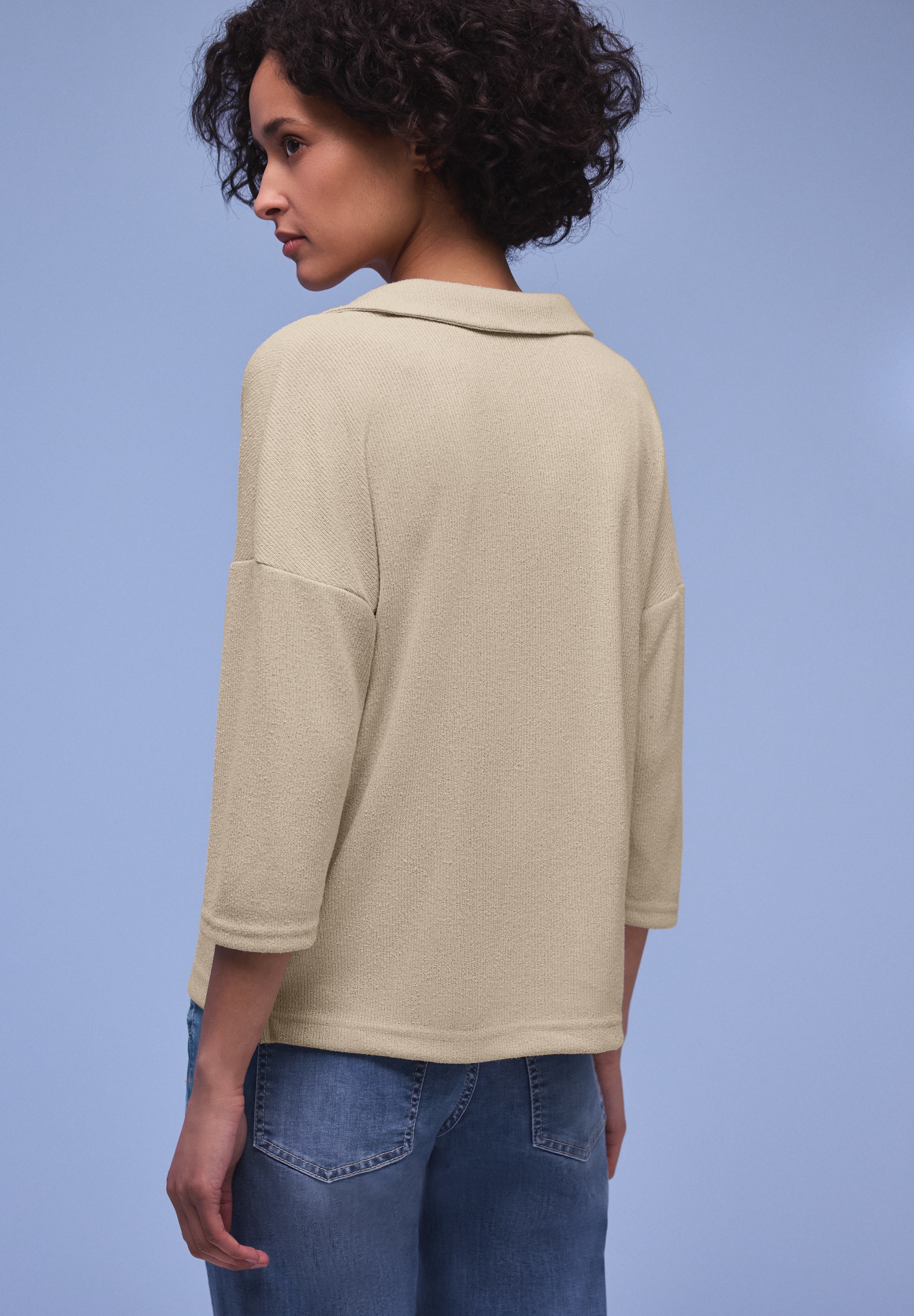 STREET ONE 3/4-Arm-Shirt mit Polokragen und V-Ausschnitt