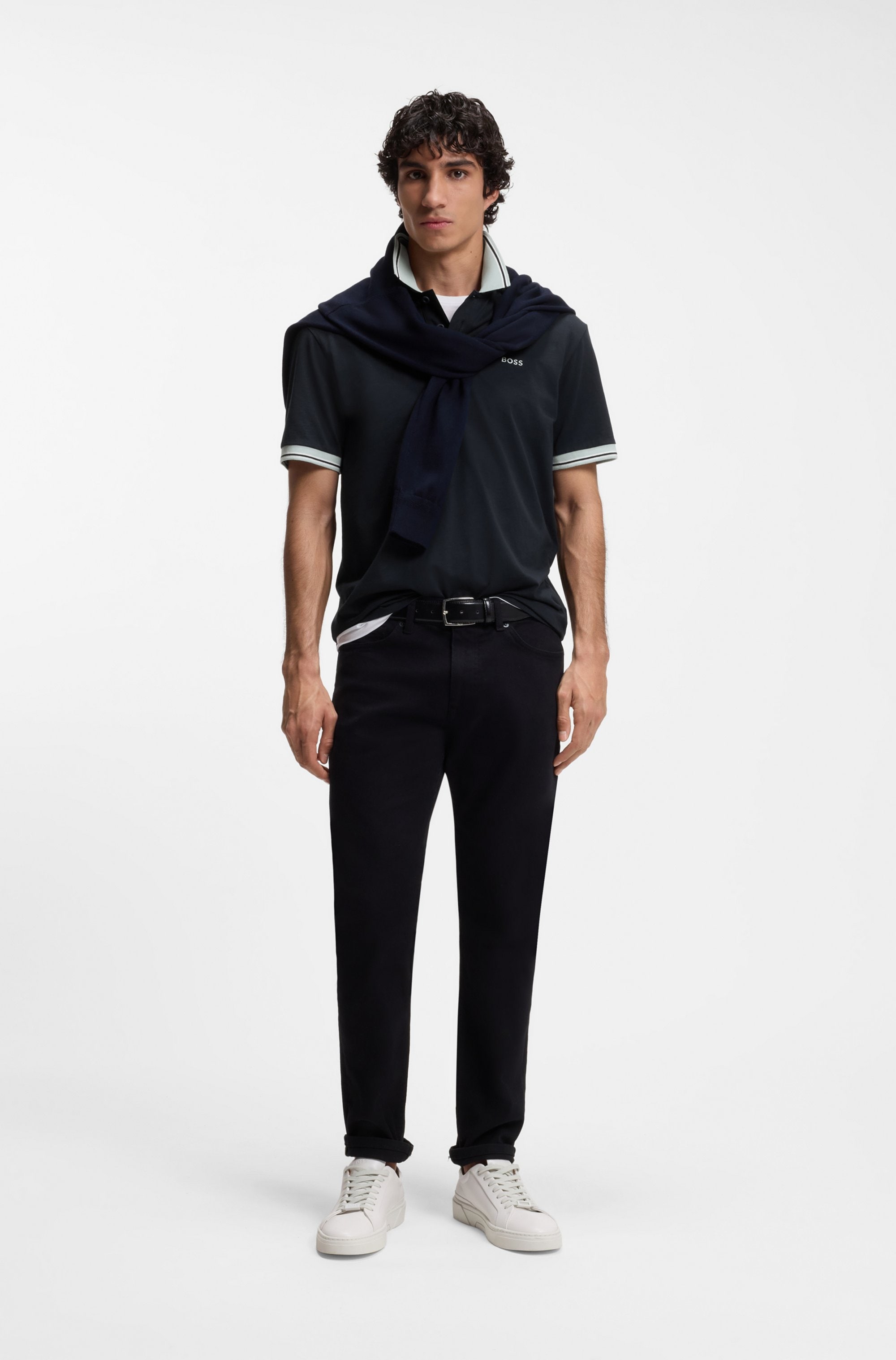 BOSS ORANGE Poloshirt Relaxed Fit, reine Baumwolle, kontrastfarbiger Kragen und Armabschluss