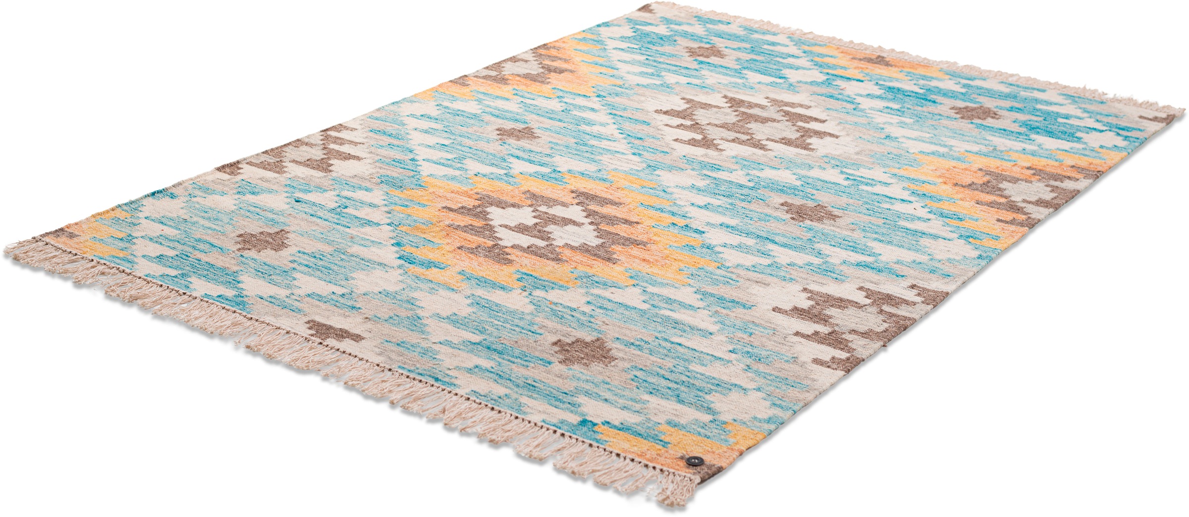 Thumbnail - TOM TAILOR HOME Teppich "Check Kelim", rechteckig, 5 mm Höhe, handgewebt, mit Fransen, Boho-Style