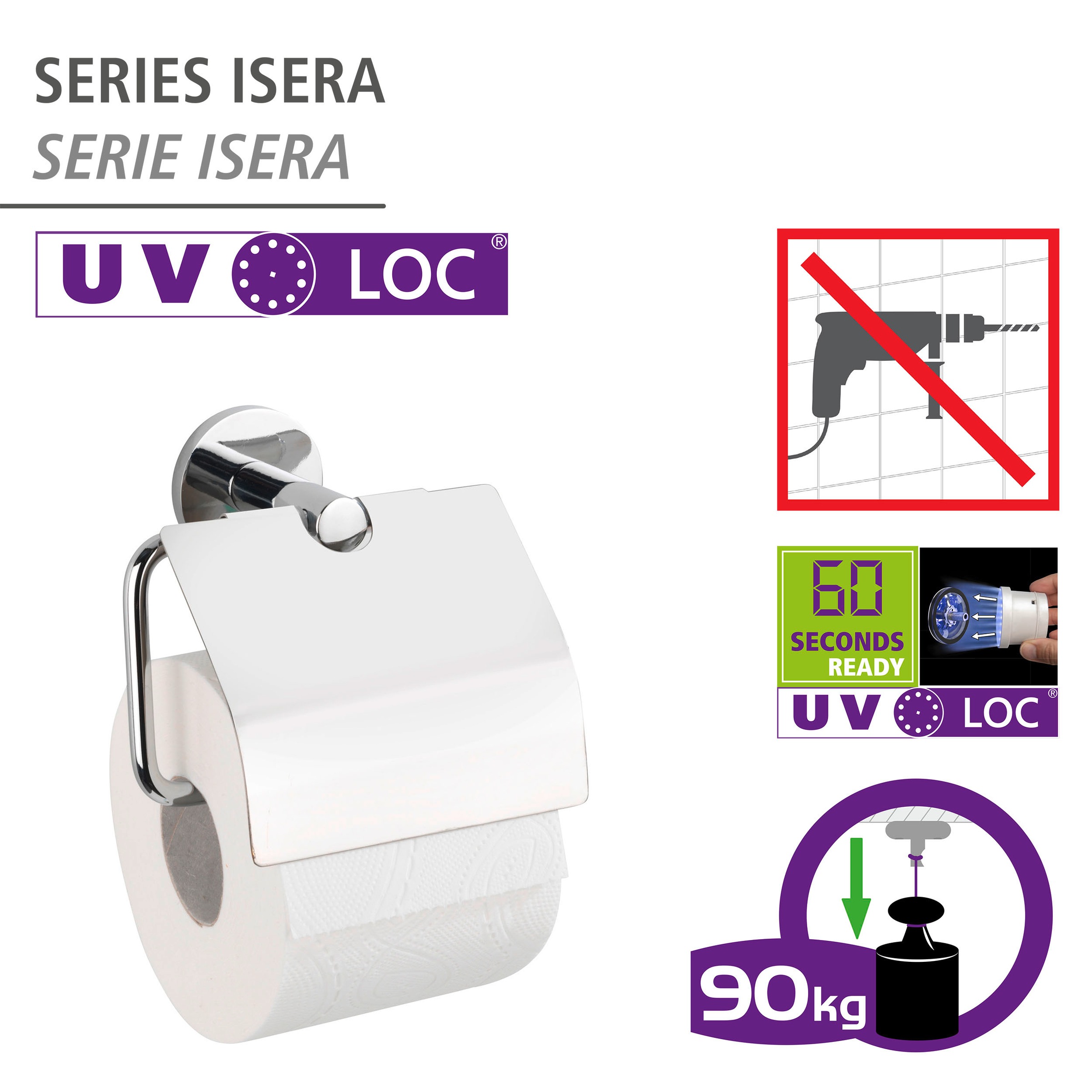 WENKO Toilettenpapierhalter »UV-Loc® Isera«, Befestigen ohne Bohren
