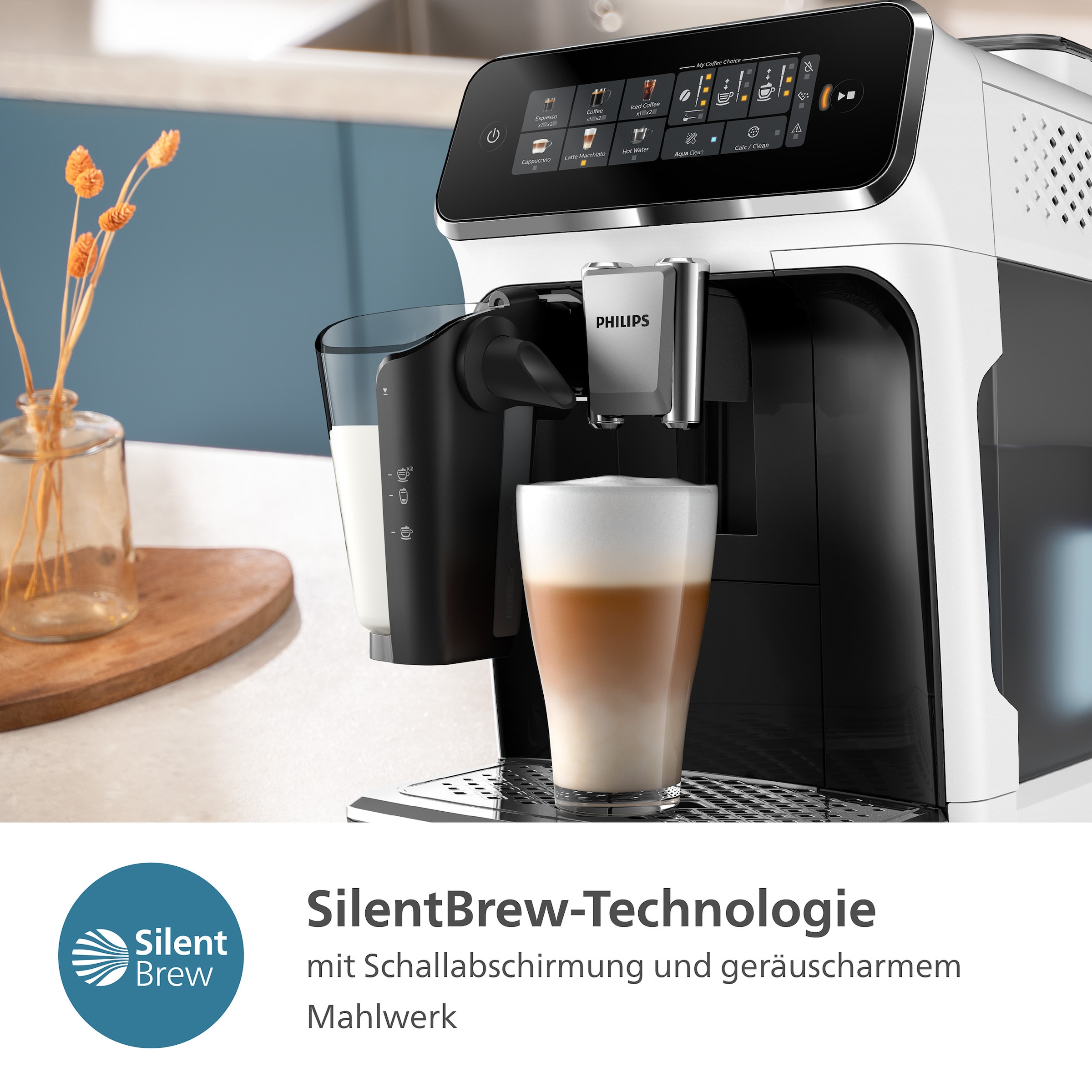 Philips Kaffeevollautomat »EP3343/50 3300 Series«, 6 Kaffeespezialitäten,  mit LatteGo-Milchsystem, Weiß/Schwarz | BAUR