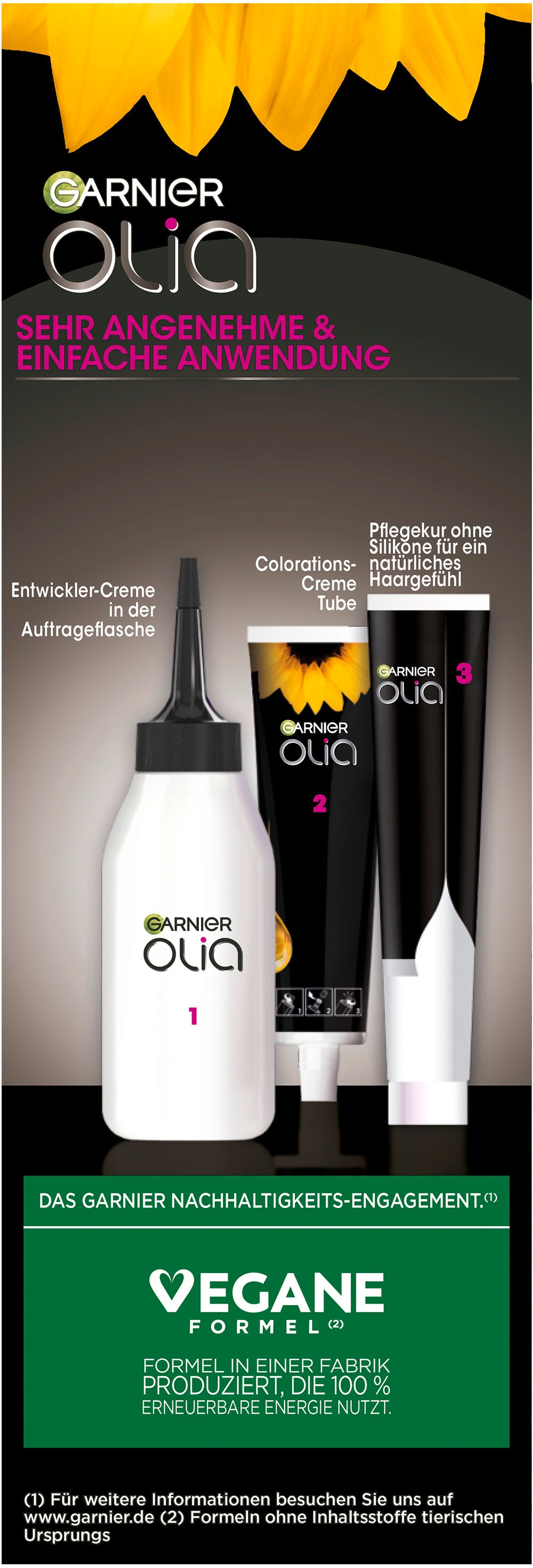GARNIER Coloration »Garnier Olia Glow«, (Packung, 3 tlg.), mit pflegender Formel