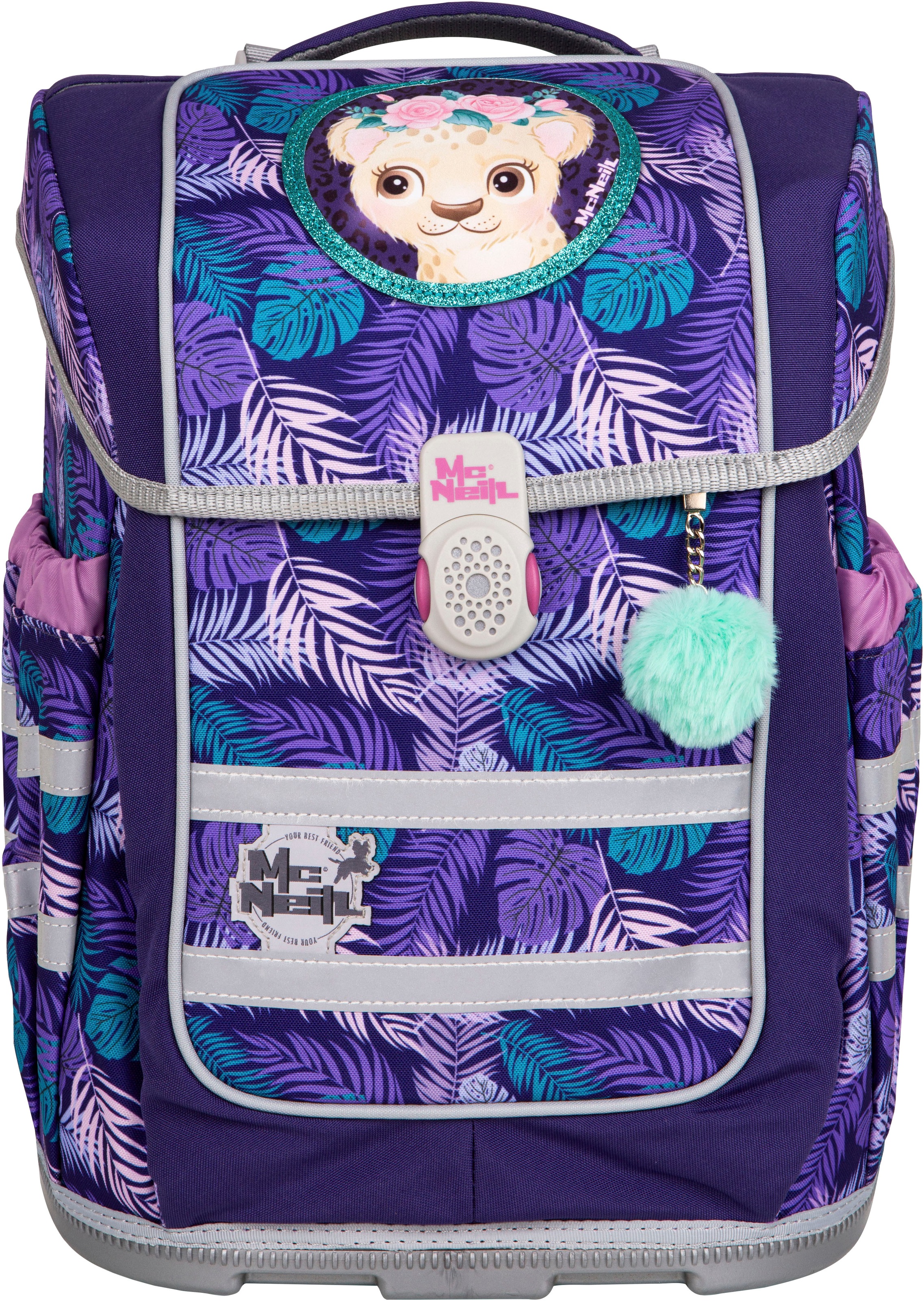 Thumbnail - McNeill Schulranzen "Ergo Compacto, Dschungel" reflektierende Streifen auf den Schultergurten;retroreflektierende Fläche...