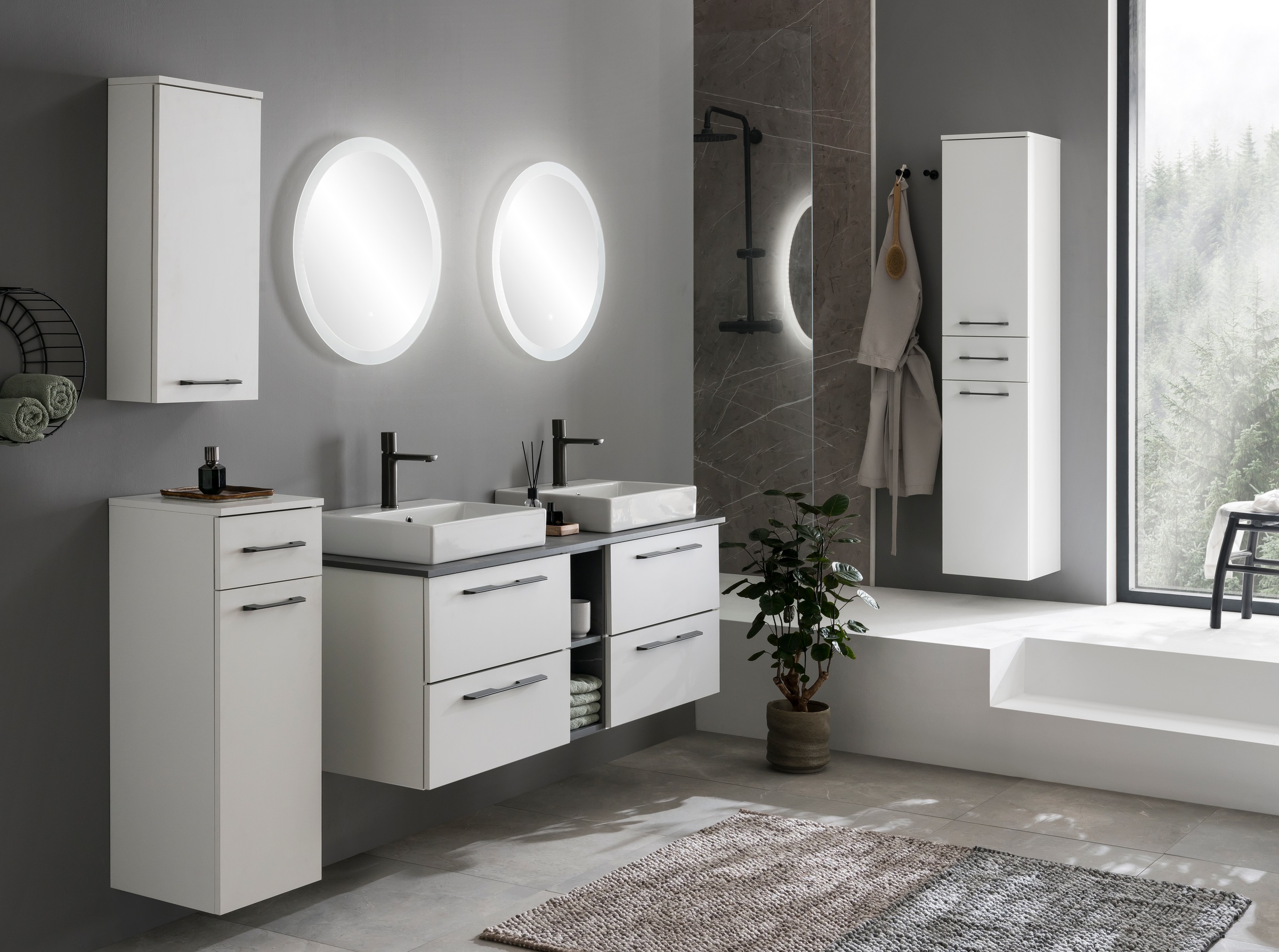 Schildmeyer Waschtisch »Maxim, Mattweiß + Marmor« 5 Stk. tlg. Made in Germany