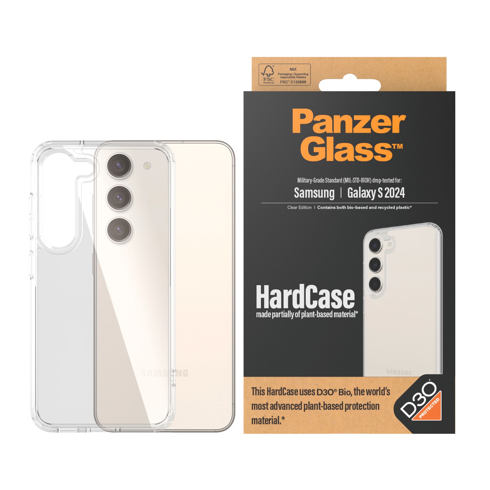 PanzerGlass Handyhülle »HardCase aus D3O für Samsung Galaxy S24«, Militärstandard MIL-STD 810H Backcover Schutzhülle stoßfest kratzfest