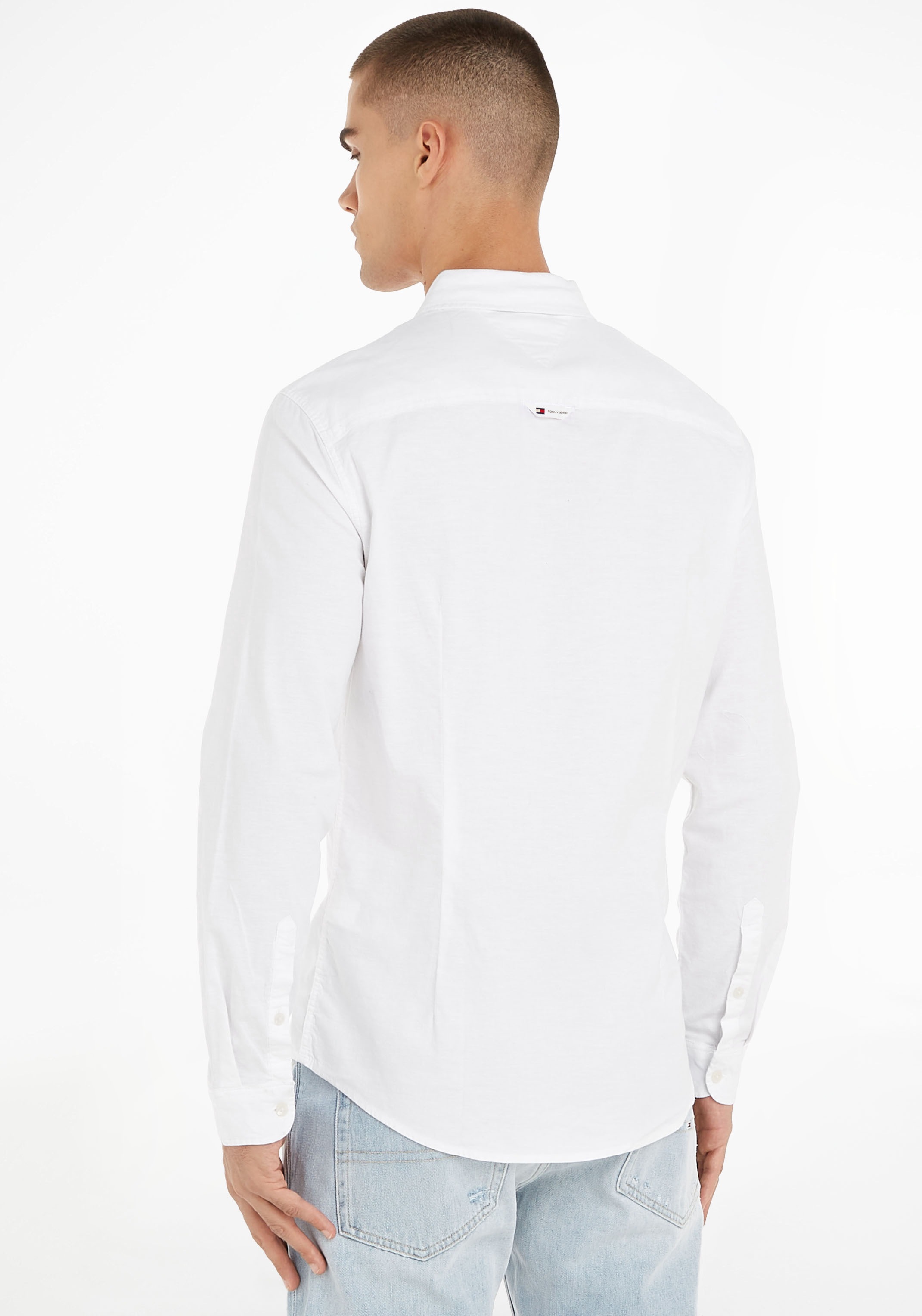 Thumbnail - Tommy Jeans Langarmhemd "TJM Slim Stretch Oxford Shirt" mit Flaglabel auf der Brust