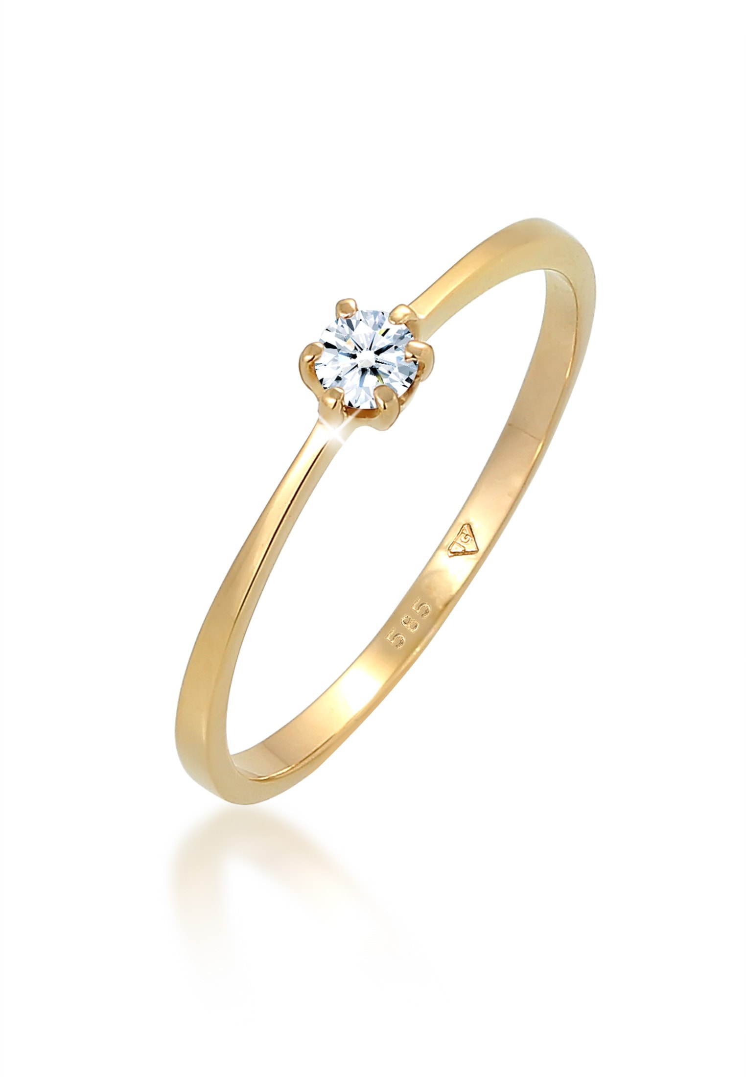 ELLI DIAMONDS Damen Verlobungsring "Ring Diamant Weiß Brillantschliff (0.11 ct) 585 Gelbgold", 54, Gelbgold 585, weiß, Gelbgold 585, Fingerringe
