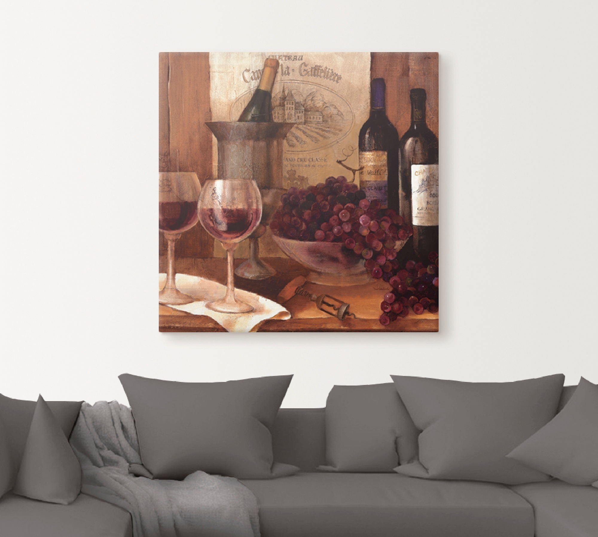 Artland Leinwandbild "Vintage Wein" Getränke 1 Stk. tlg. auf Keilrahmen ges günstig online kaufen
