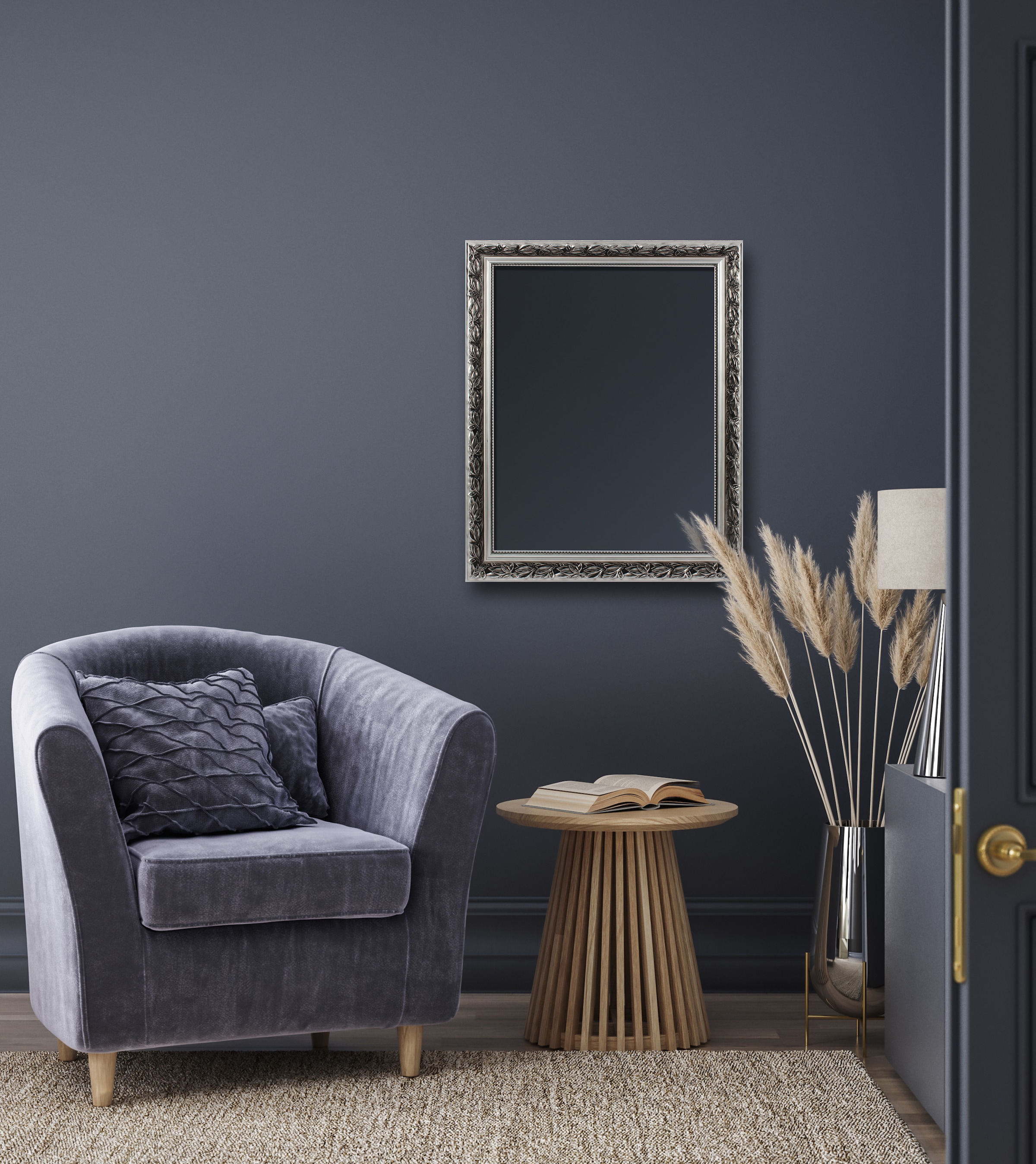 Dekospiegel, B:55cm H:70cm T:3,5cm, silber, MIRRORS AND MORE, Spiegelglas, Spiegel, Barockspiegel, Wandspiegel