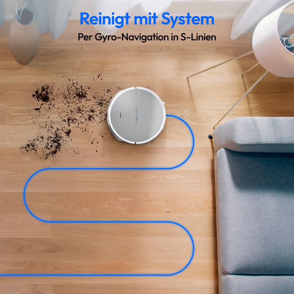 Medion® Saugroboter »E35 SW (MD 18035), Gyro-Navigation in S-Linien, 2 kPa Saugleistung«, Wischfunktion, 120 min Laufzeit, integriertes Zubehör