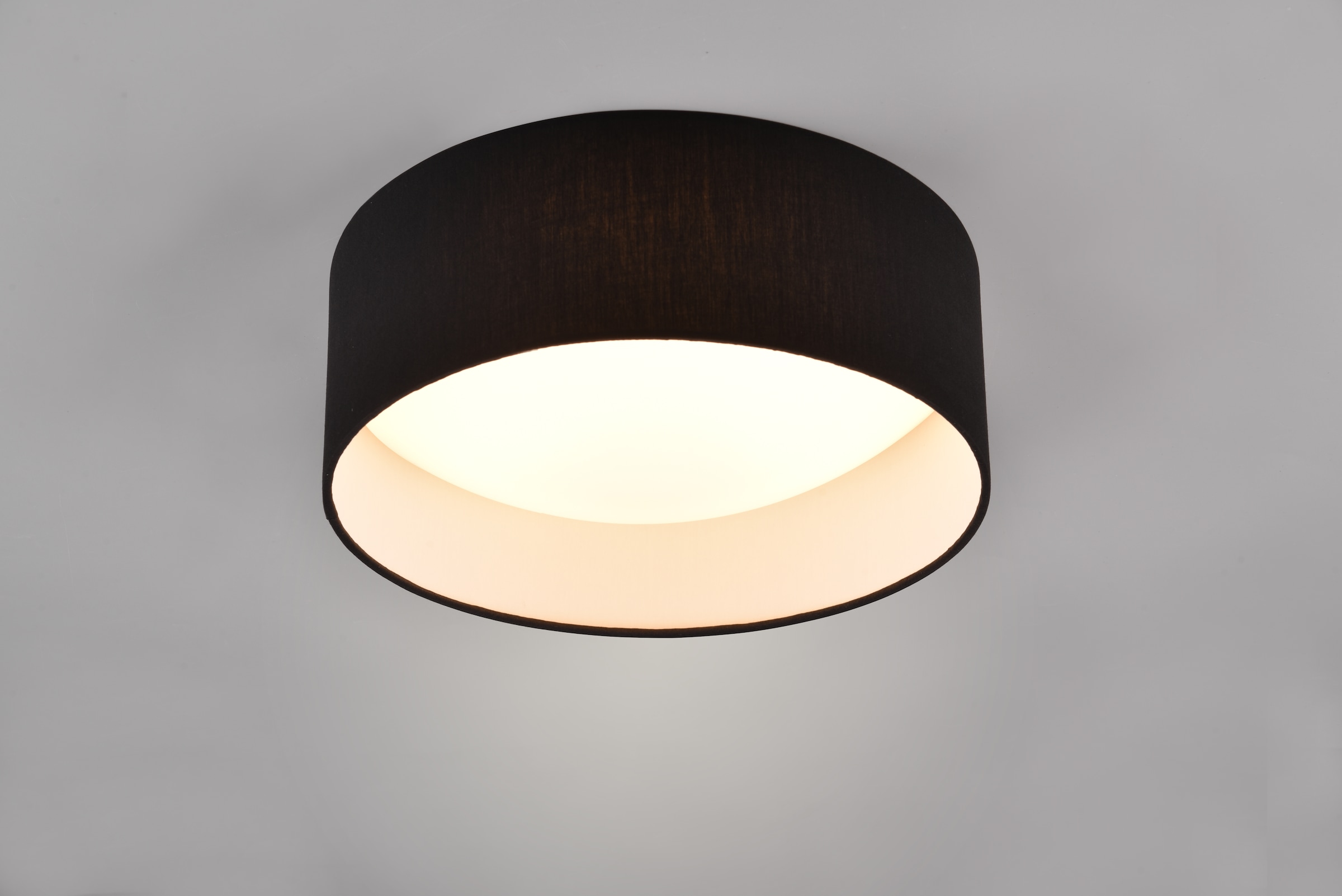 REALITY Leuchten LED Deckenleuchte »LOCARNO, runde LED Deckenlampe mit Stoffschirm, Ø 30 cm Höhe 11 cm«, 1 flammig, Leuchtmittel LED-Board | LED fest integriert, 12W LED warmweiß 3000 K, 1160 Lumen, Wohnzimmer Schlafzimmer Licht