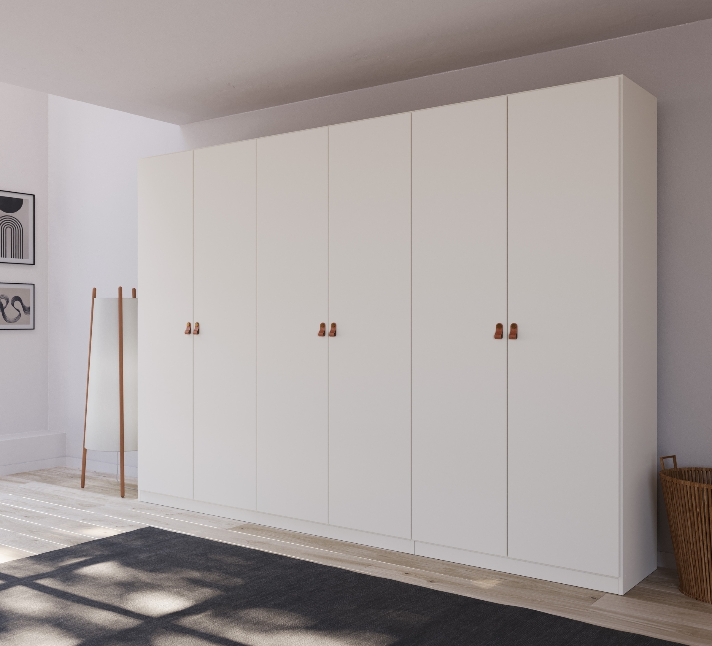 rauch Drehtürenschrank »Homey by Quadra Spin«, mit Grifflaschen aus weichem, cognacbraunem Leder