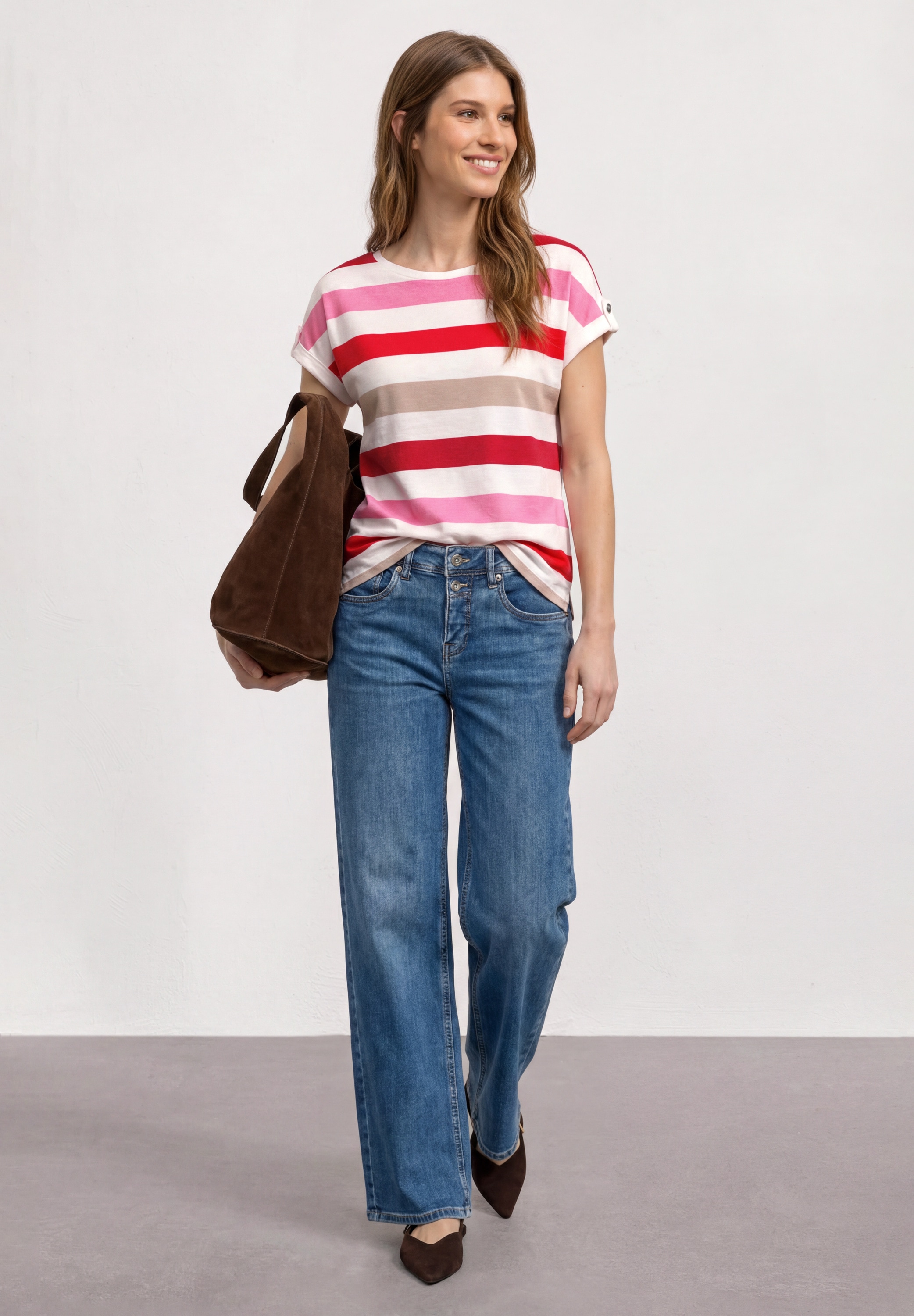 STREET ONE Shirttop Sommershirt im Leo-Look