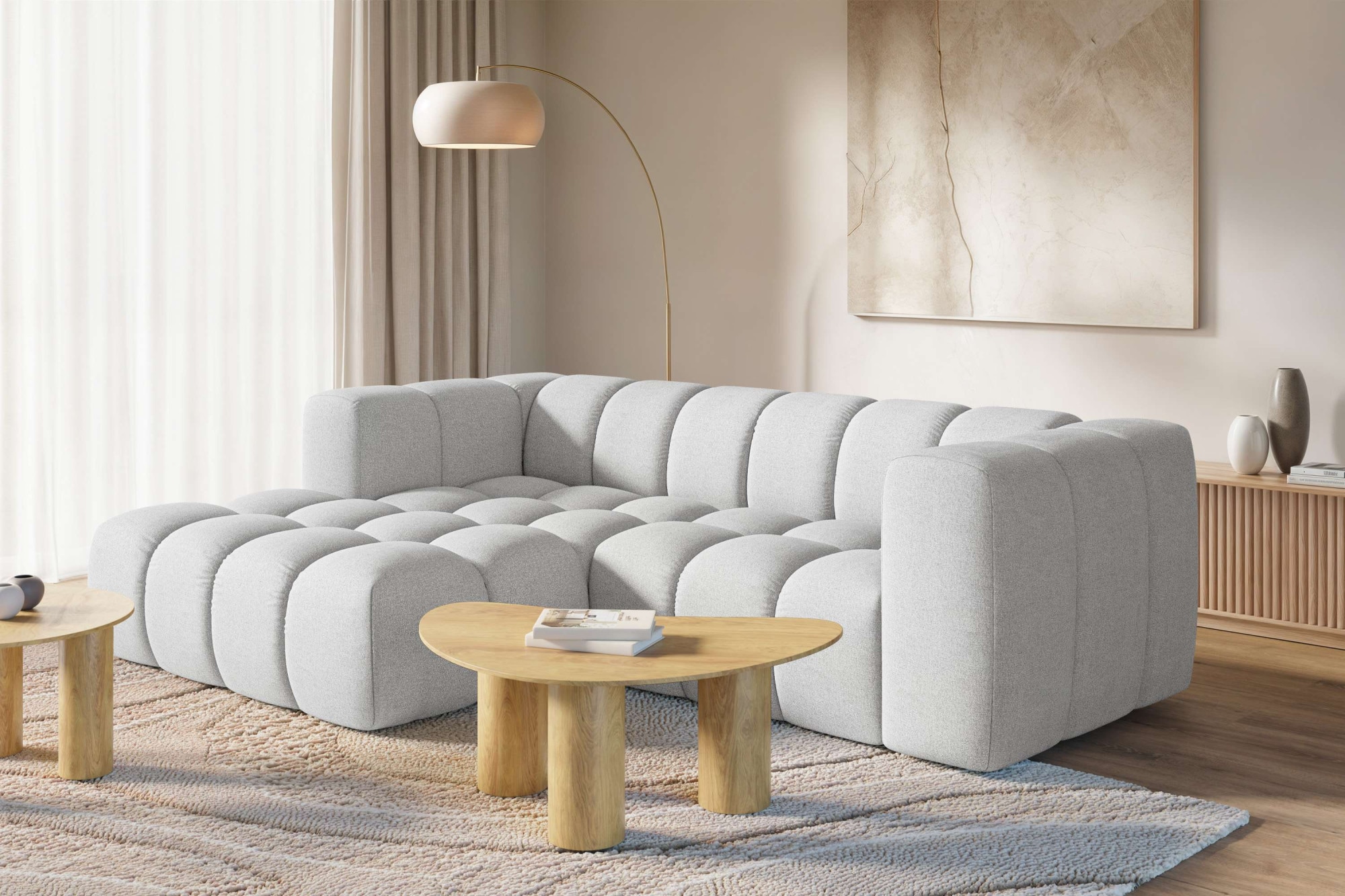 homsy by Ana Johnson Ecksofa ""L" BOUBELLE L-Form, Design-Sofa, Bubble-Optik, Breite 247 cm" hoher Sitzkomfort dank Wellenunterfederung, L Sitztiefe 63 cm