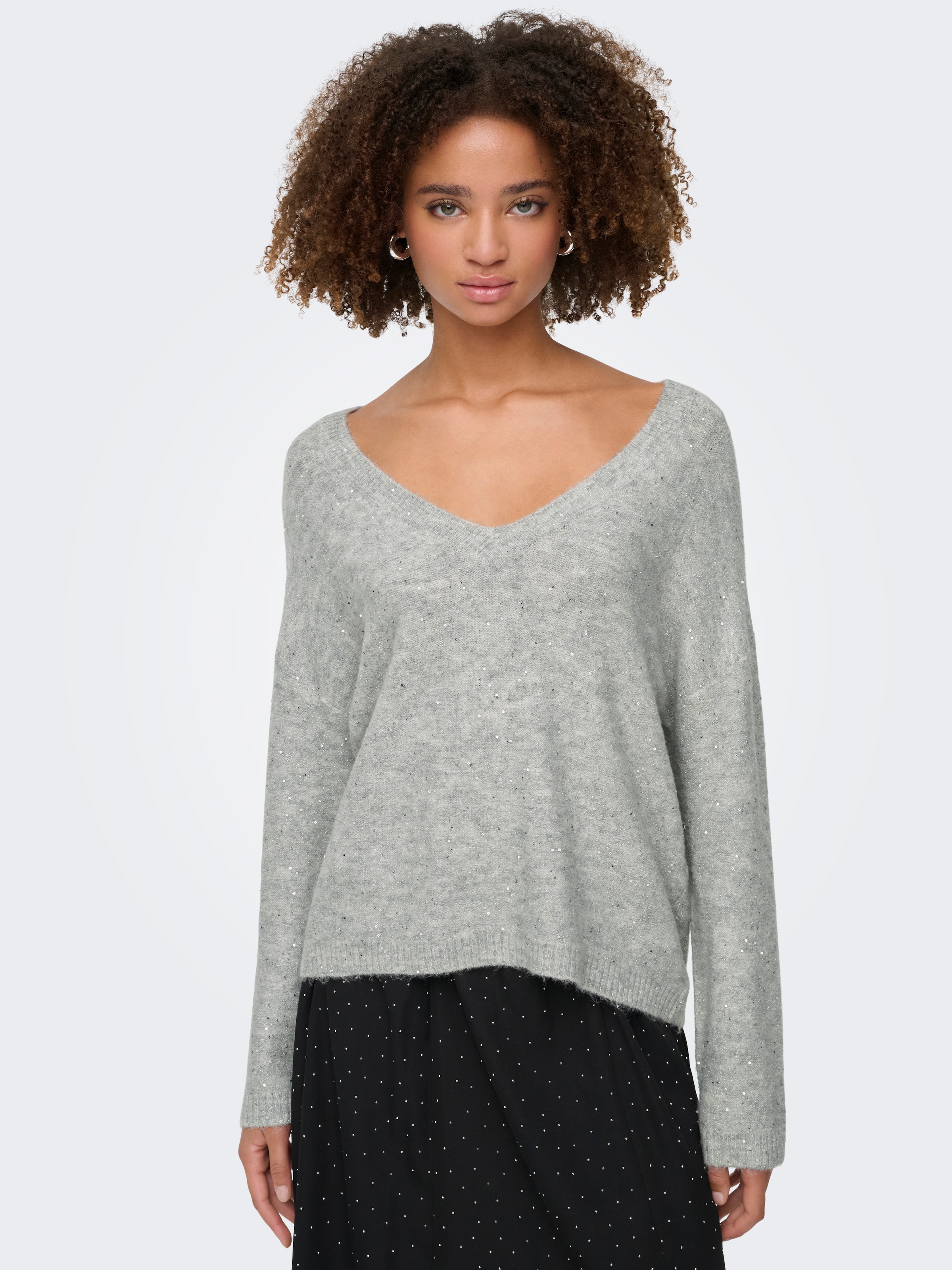 ONLY Strickpullover "ONLARIZONA LS SEQUINS V-NECK PUL KNT" günstig online kaufen