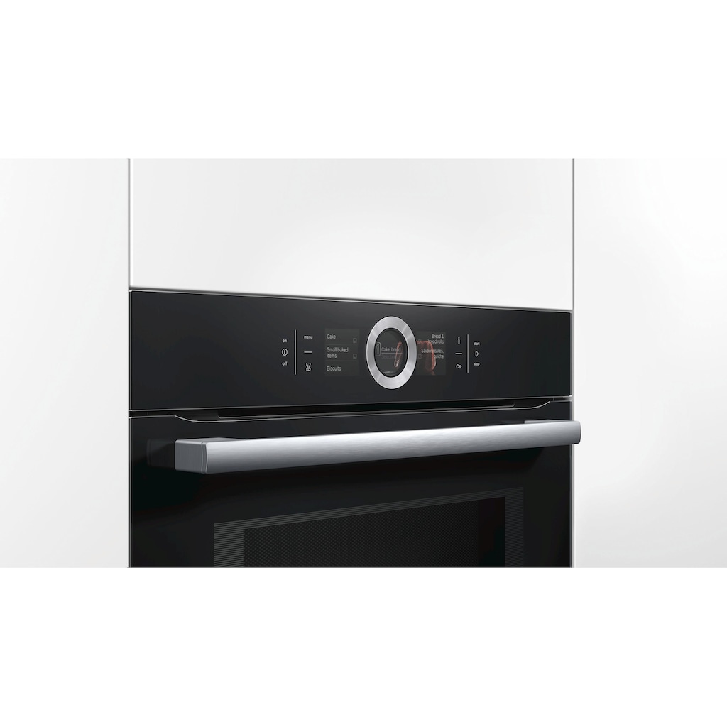 BOSCH Backofen mit Mikrowelle »HMG6764B1«, HMG6764B1, mit 1-fach-Teleskopauszug, Pyrolyse-Selbstreinigung