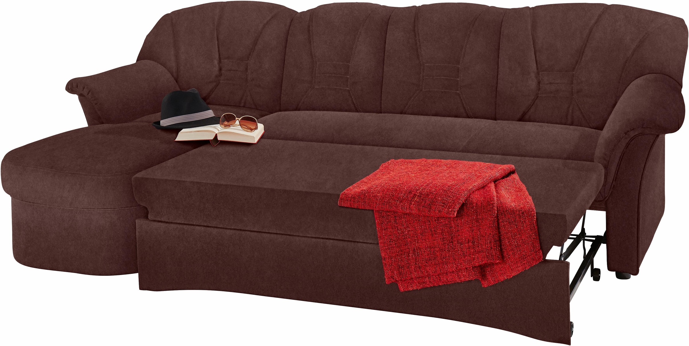 Thumbnail - DOMO collection Ecksofa "Elva, zeitloses Design, elegante Rückensteppung, Breite 233cm L-Form" wahlweise mit Bettfunktio...