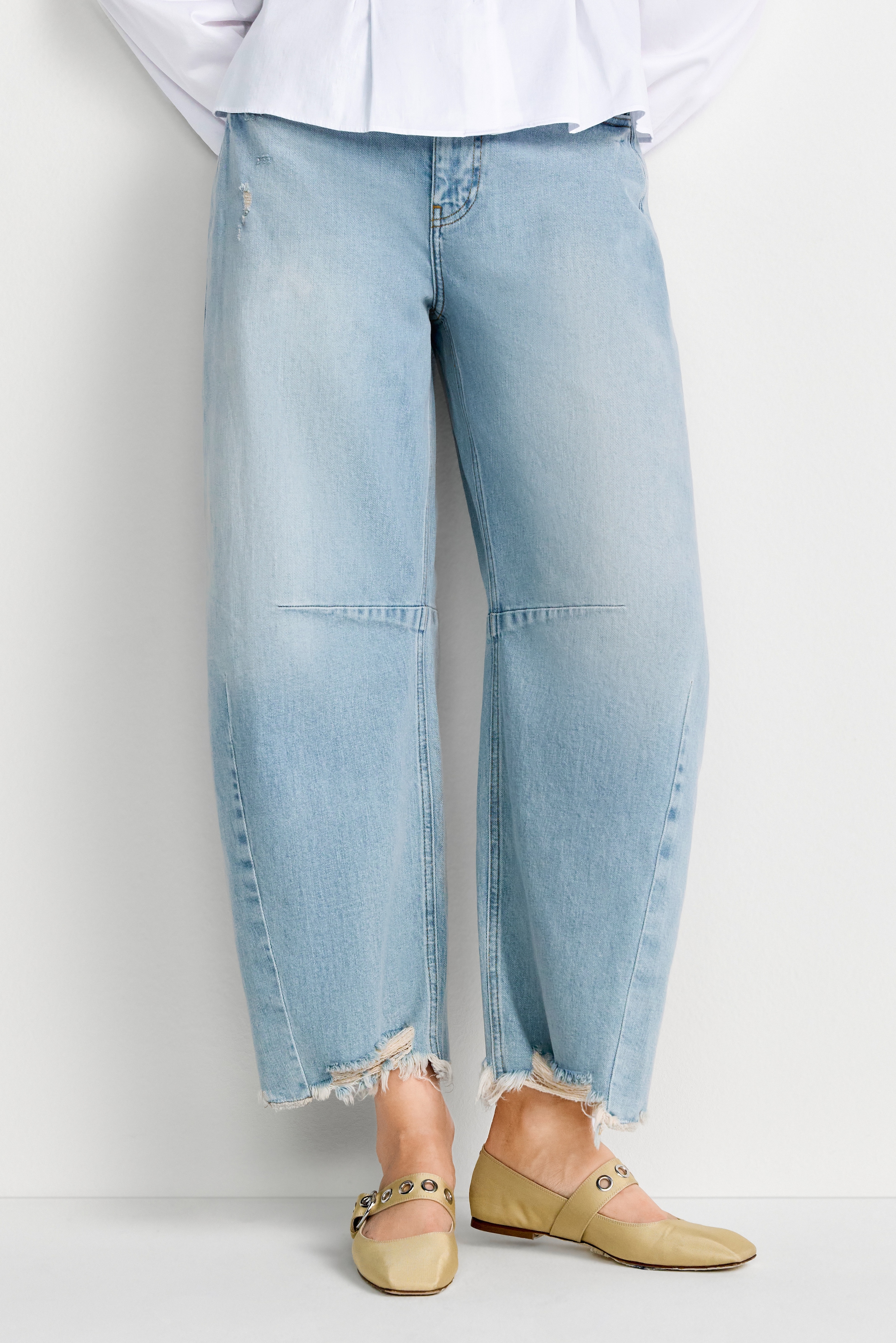 RICHROYAL Weite Jeans Barrel-Style, Wide Leg Cropped Jeans, mit coolen Dest günstig online kaufen