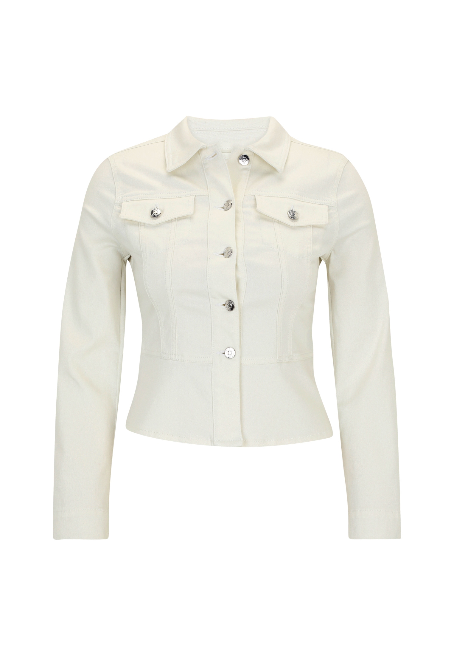 Zero Jackenblazer »zero Damen Jeansjacke weiß mit Knopfleiste«, Knopfleiste