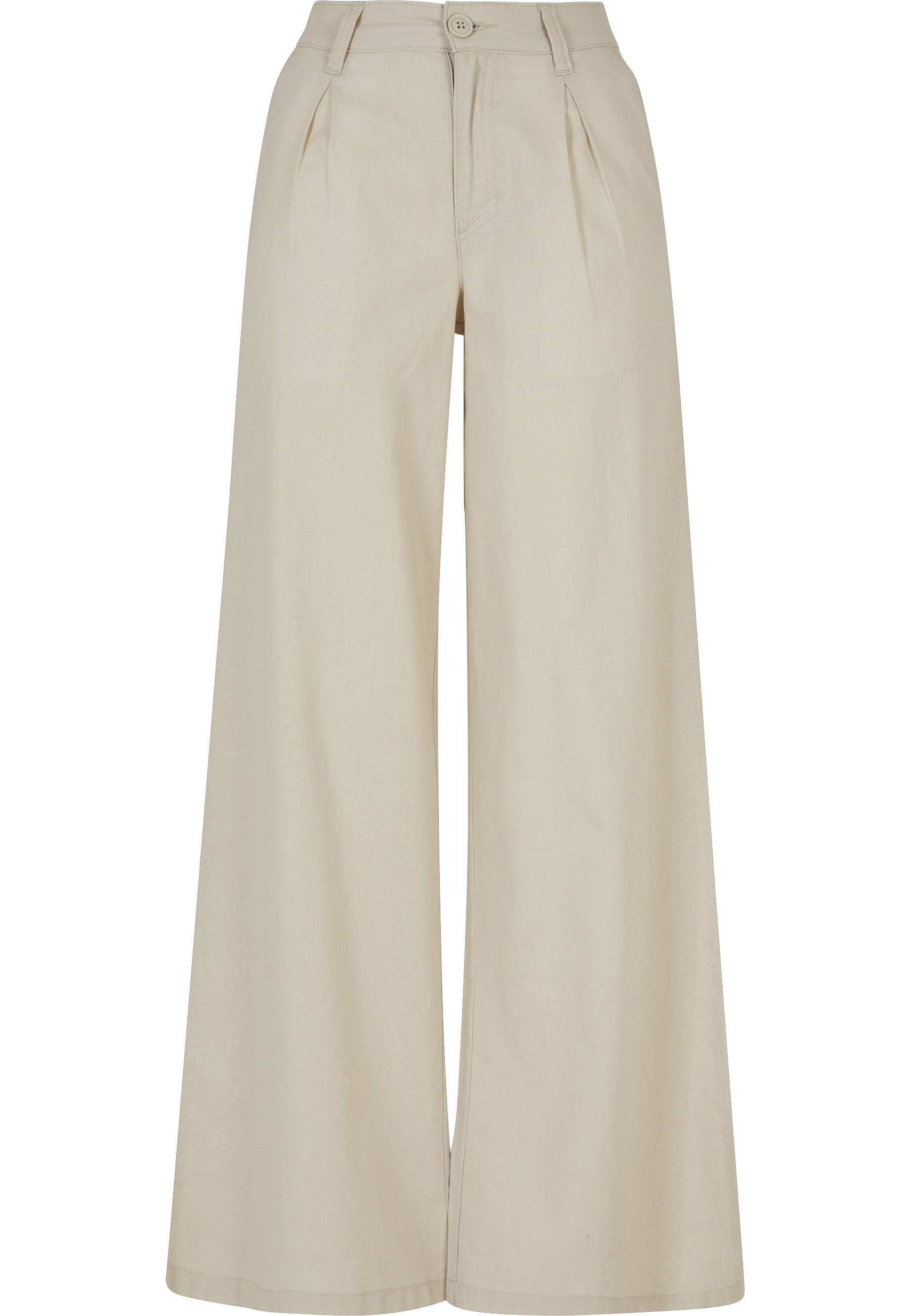 URBAN CLASSICS Trainingshose "Urban Classics Damen Ladies High Linen Mixed Wide Leg Pants"
