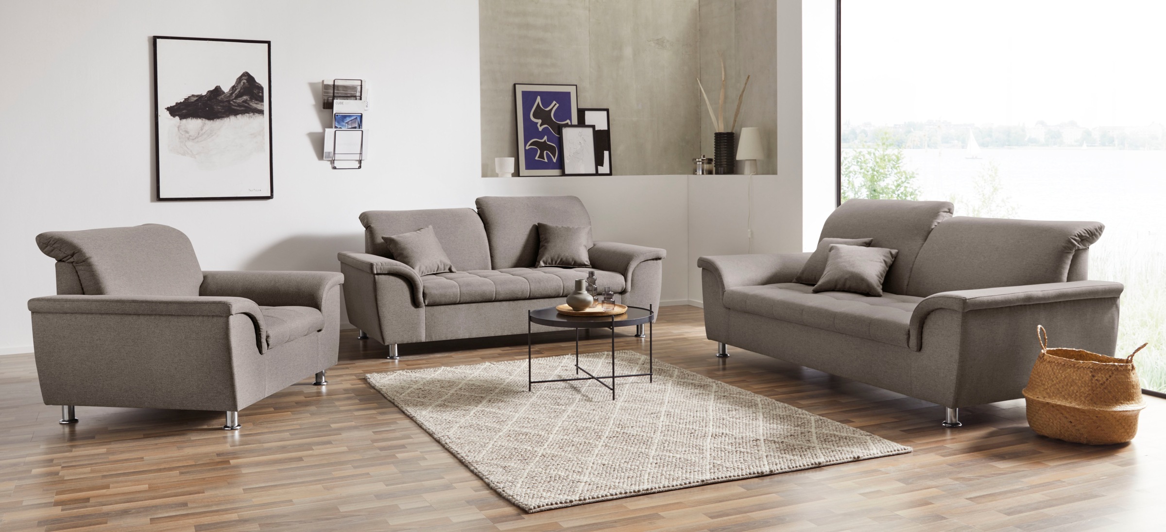 DOMO collection 2,5-Sitzer »Franzi«, wahlweise mit Kopfteilverstellung, inklusive Zierkissen