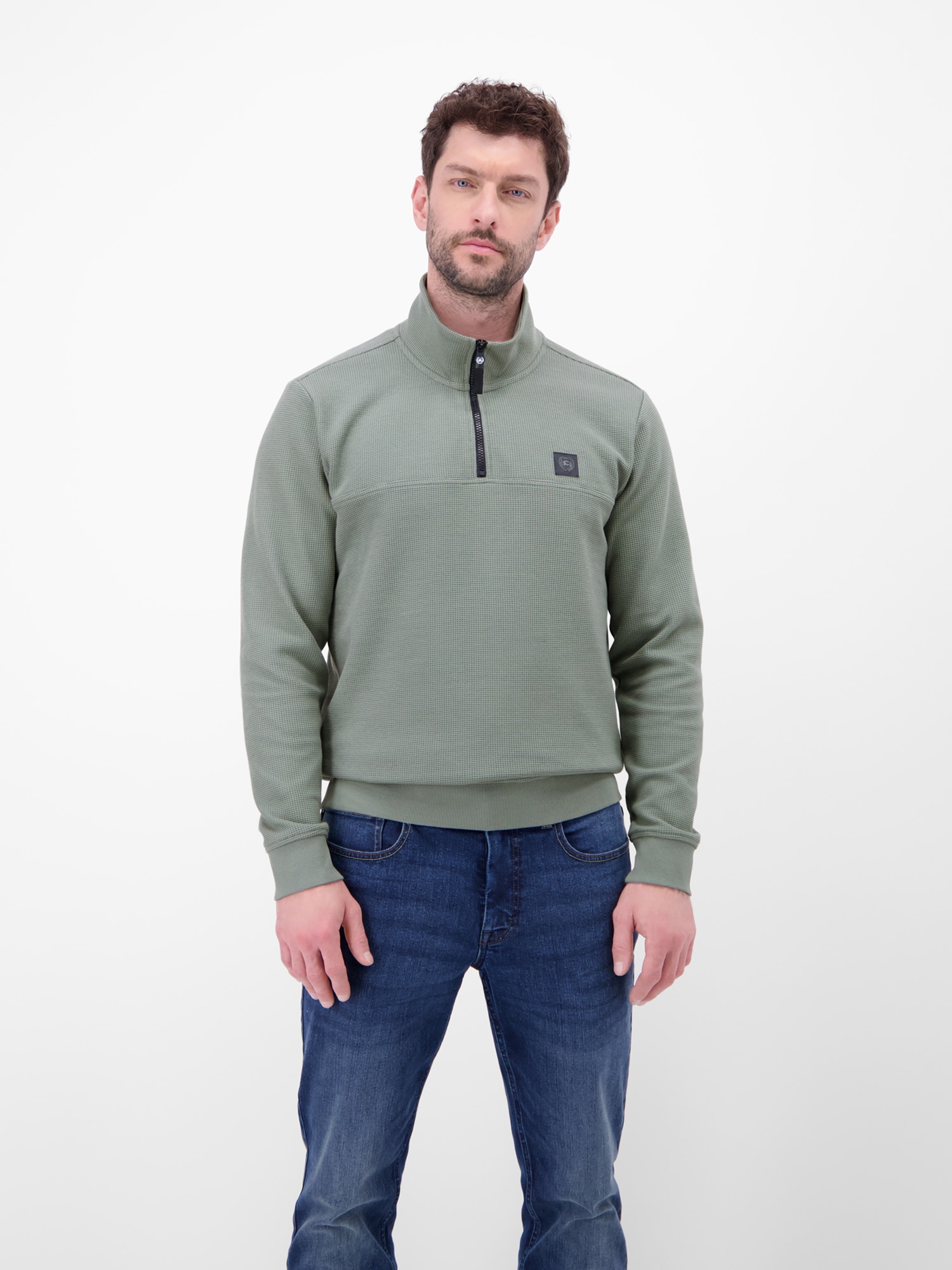 LERROS Sweatshirt "Troyer in Sweatqualität mit Waffelstruktur"