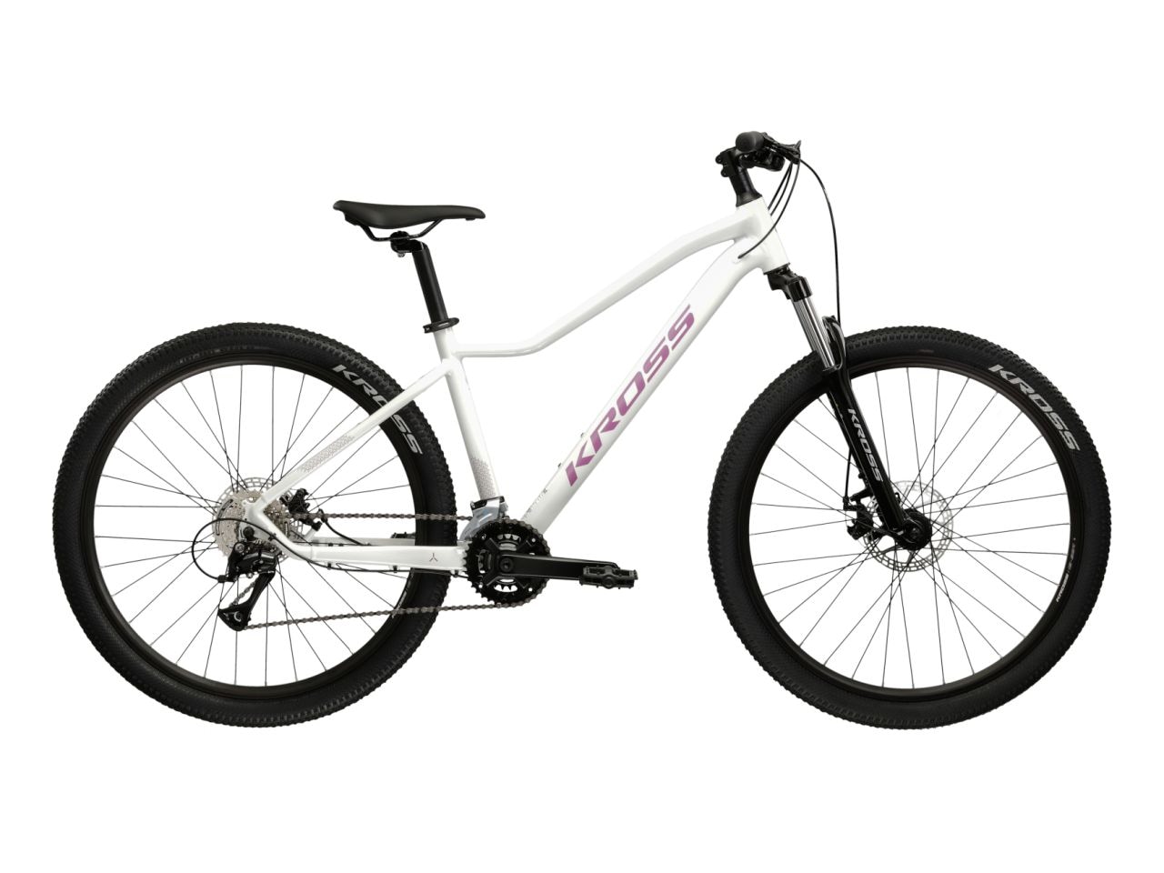 KROSS Mountainbike "KROSS Mountainbike Hardtail 27,5" LEA 3.0 weiß 16 Gänge", 43cm, 27,5 Zoll (69,85cm) hinten: 27,5 Zoll (69,85cm)weiß, schwarz,
