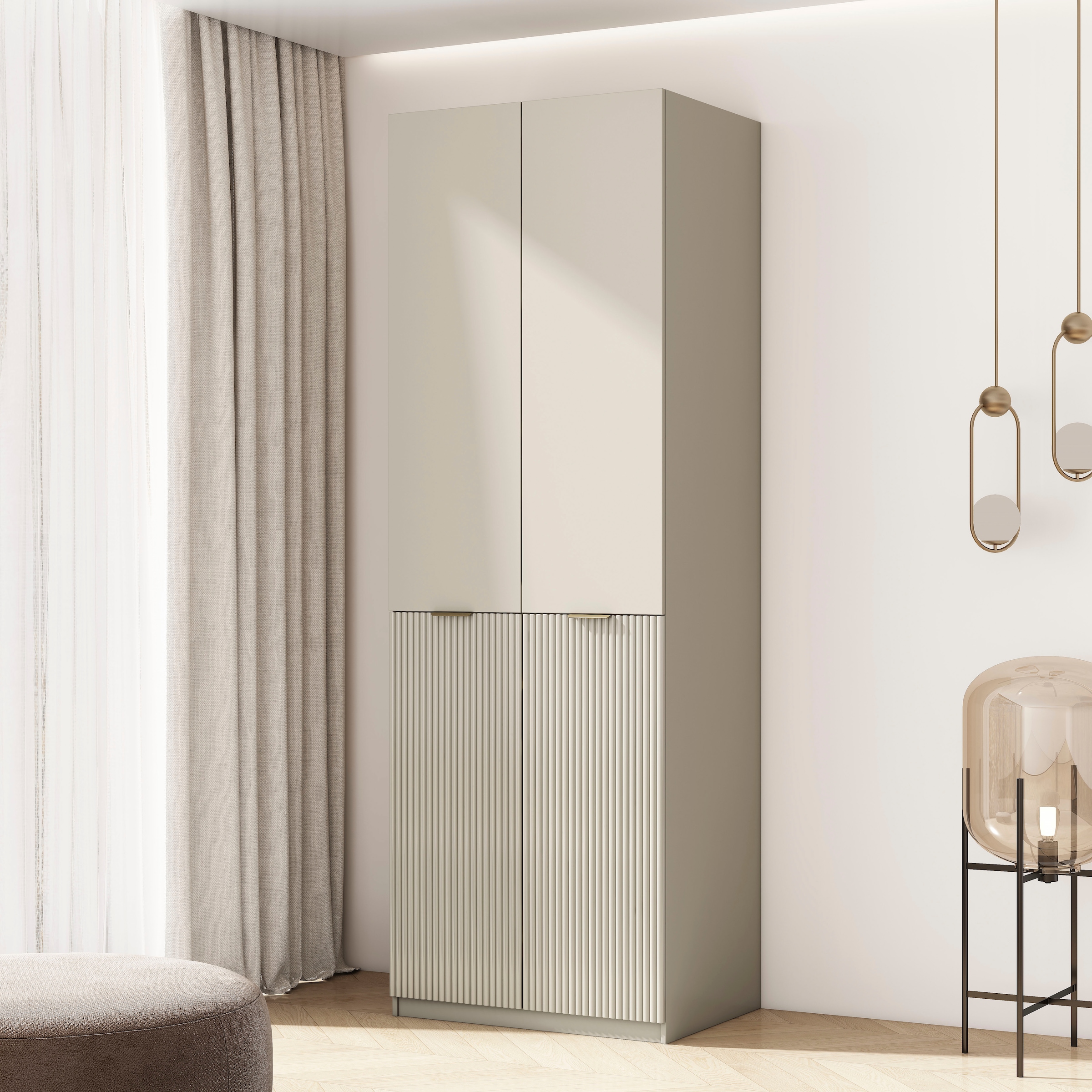 OTTO home Kleiderschrank »Jorella Schlafzimmerschrank Garderobe« eleganter Schlafzimmerschrank Rillendesign Trend Breite 82cm