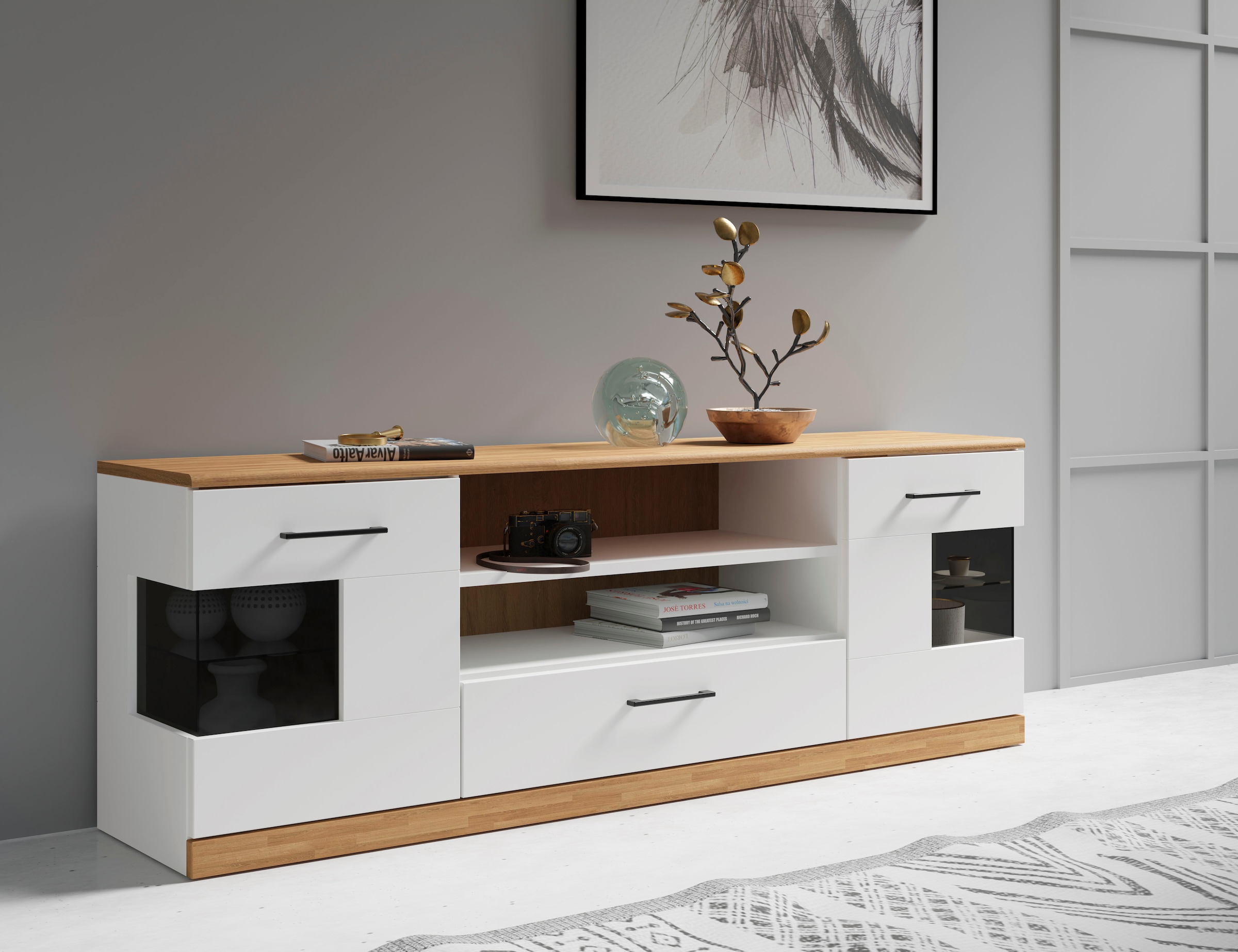 OTTO home Lowboard "Ribe,160cm breit,55cm hoch,Oberplatte massiv" Oberplatt günstig online kaufen