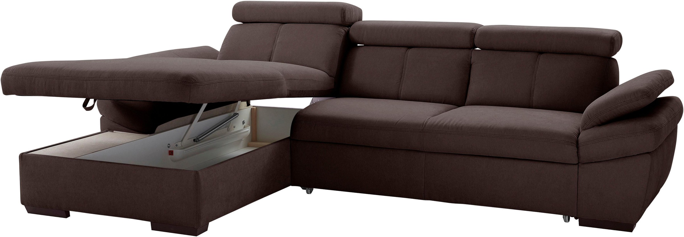 exxpo - sofa fashion Ecksofa »Salerno, inkl. Kopf- und Armteilverstellung, elegant & bequem, L-Form«, wahlweise mit Bettfunktion und Bettkasten, tolle Detailverarbeitung