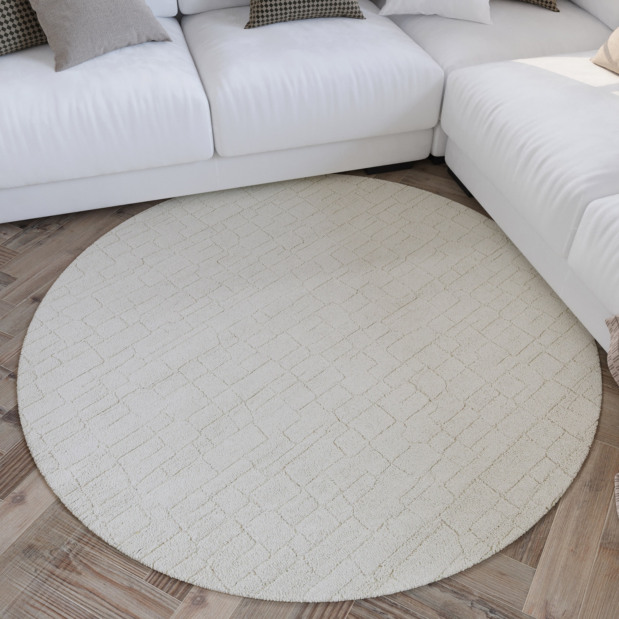 Wecon home Teppich "Hamptons THIRTYONE" rund 15 mm Höhe Kurzflor, Wohnzimmer, Schlafzimmer, elegant, robust, Krokodil-Design