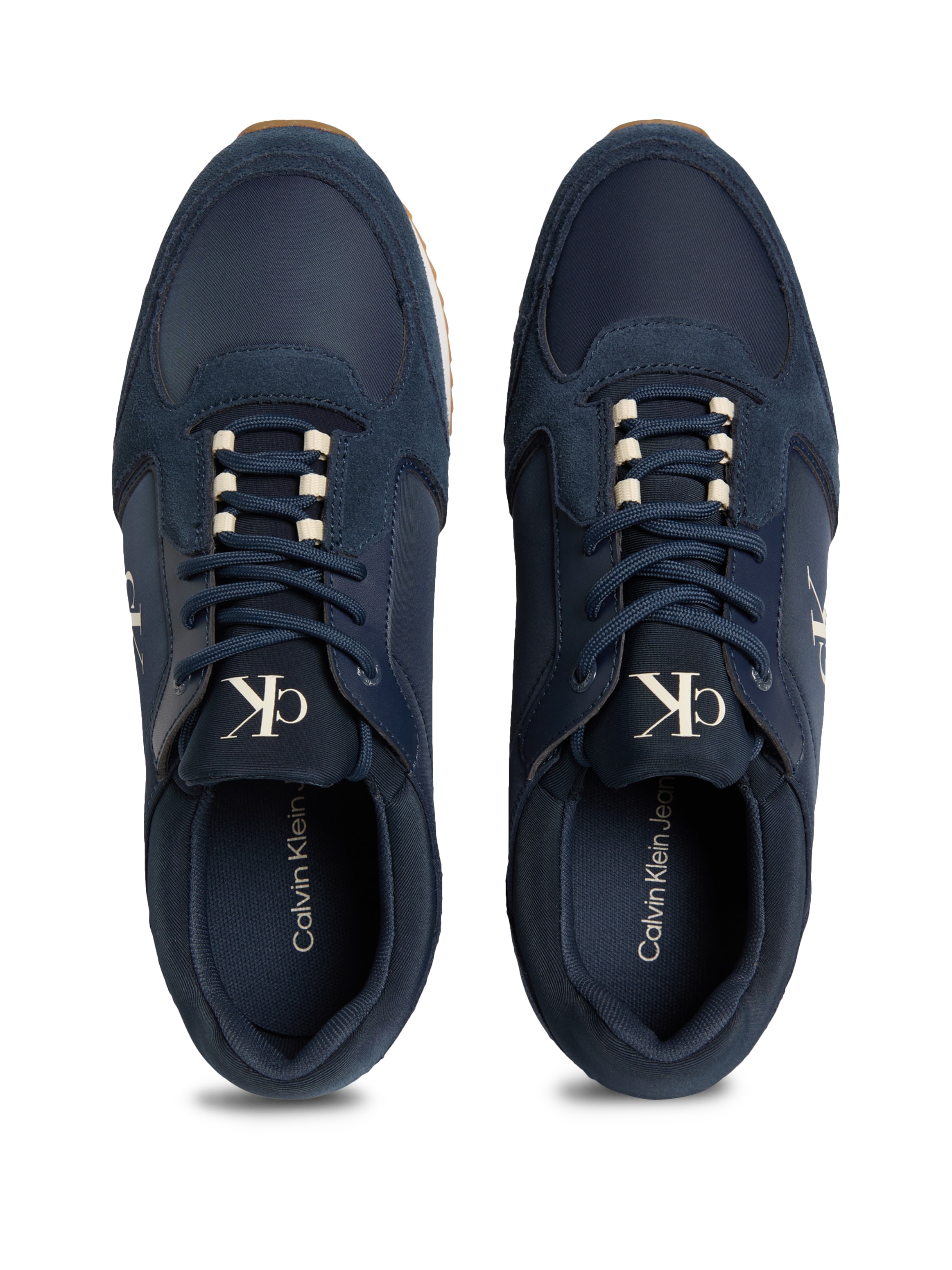Calvin Klein Jeans Slip-On Sneaker »RETRO RUNNER SOCK LACE UP NY-SU«, Halbschuh, Freizeitsneaker mit CK-Logo und aufgesetzter Schnürung