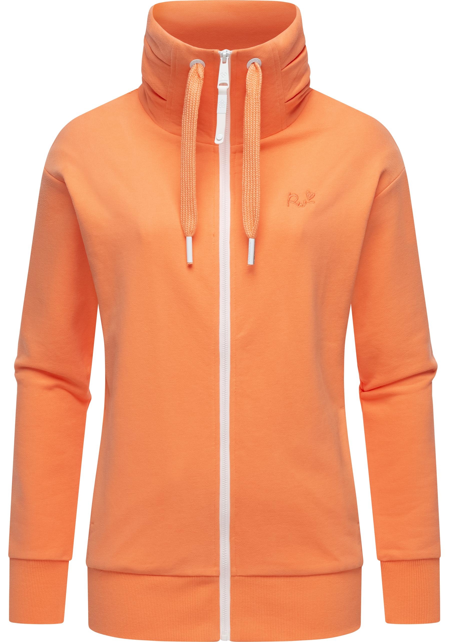 Sweatjacke RAGWEAR "Shocky", Damen, Gr. 5XL (50), orange (pfirsich), Obermaterial: 70% Baumwolle, 30% Polyester; Innenfutter: 70% Baumwolle, 30% Polyester, lässig geschnitten hüftlang, hoch geschlossener Ausschnitt, eng Rippbündchen, Sweatjacken Sweatjack 3