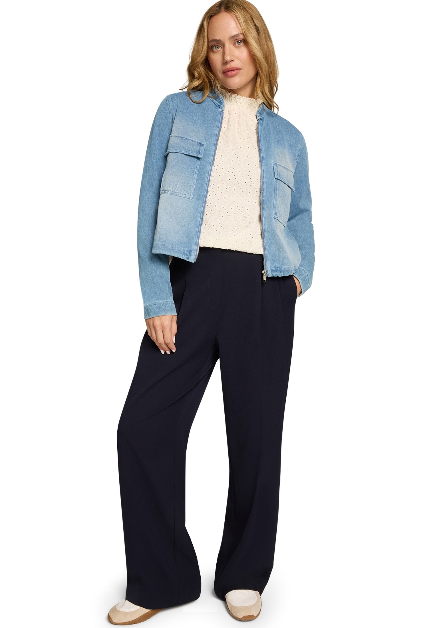 Zero Klassische Bluse »Damen mit Lochmuster«