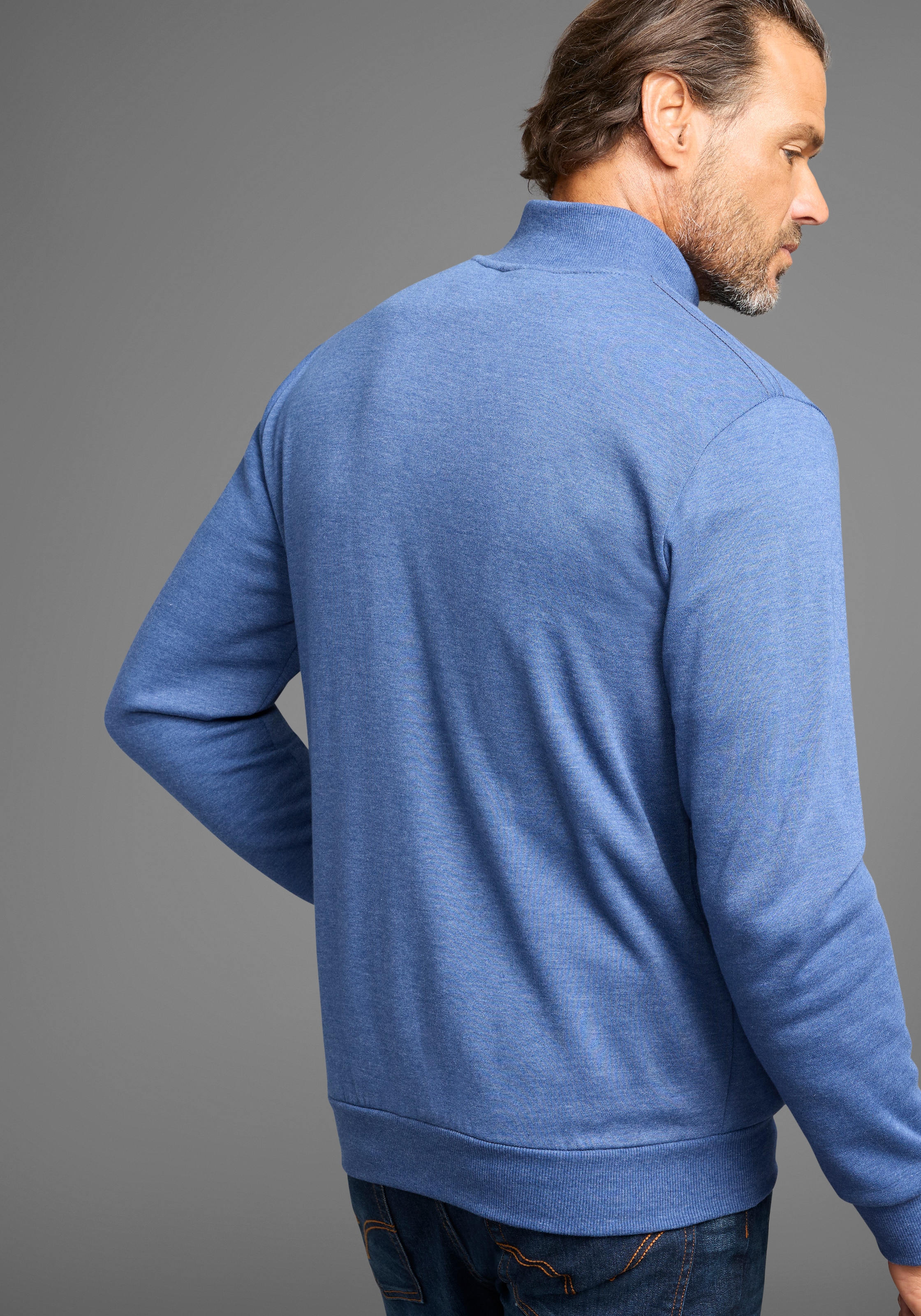 Man's World Sweatjacke, Stehkragen und dezentem Logodruck