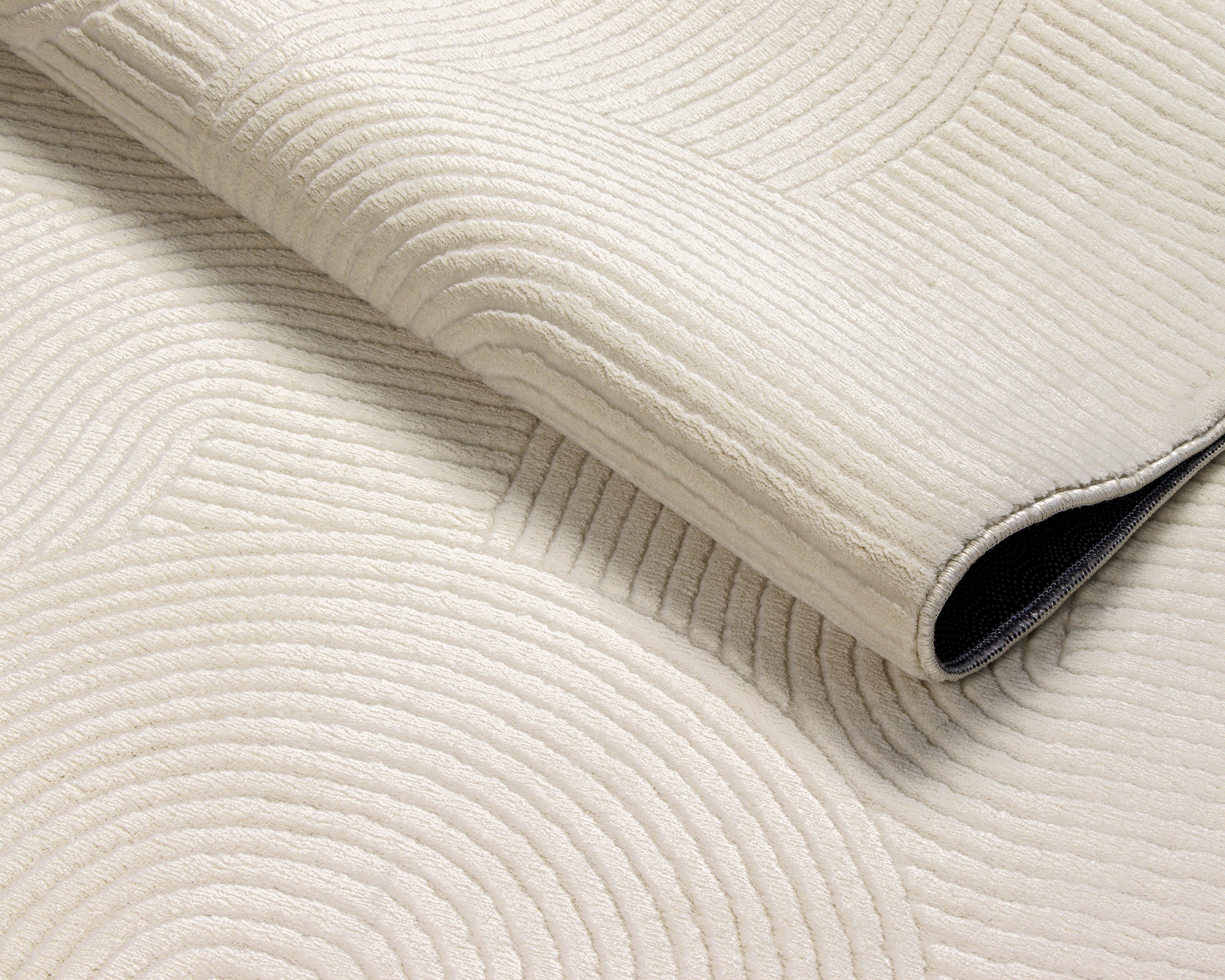 Designteppich OTTO HOME "Zoelle 3D Optik/Hoch-Tief Effekt", beige (creme), B:80cm H:8mm L:150cm, Polyester, Teppiche, mit Anti-Rutsch-Rücken, angenehm weich, Teppich Wohnzimmer Boho Design 3