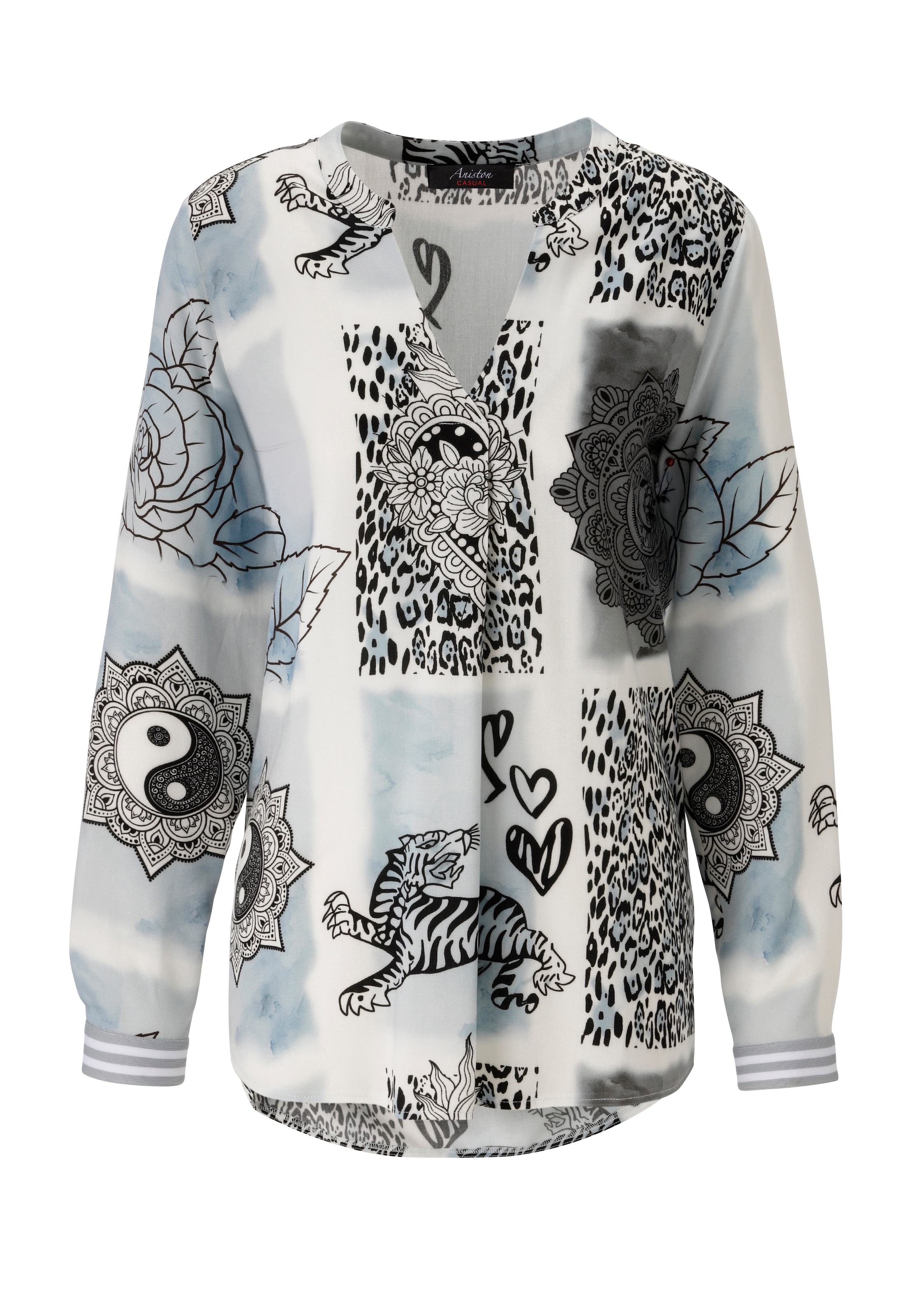 Aniston CASUAL Schlupfbluse, im extravaganten Patch-Druck-Dessin - NEUE KOLLEKTION