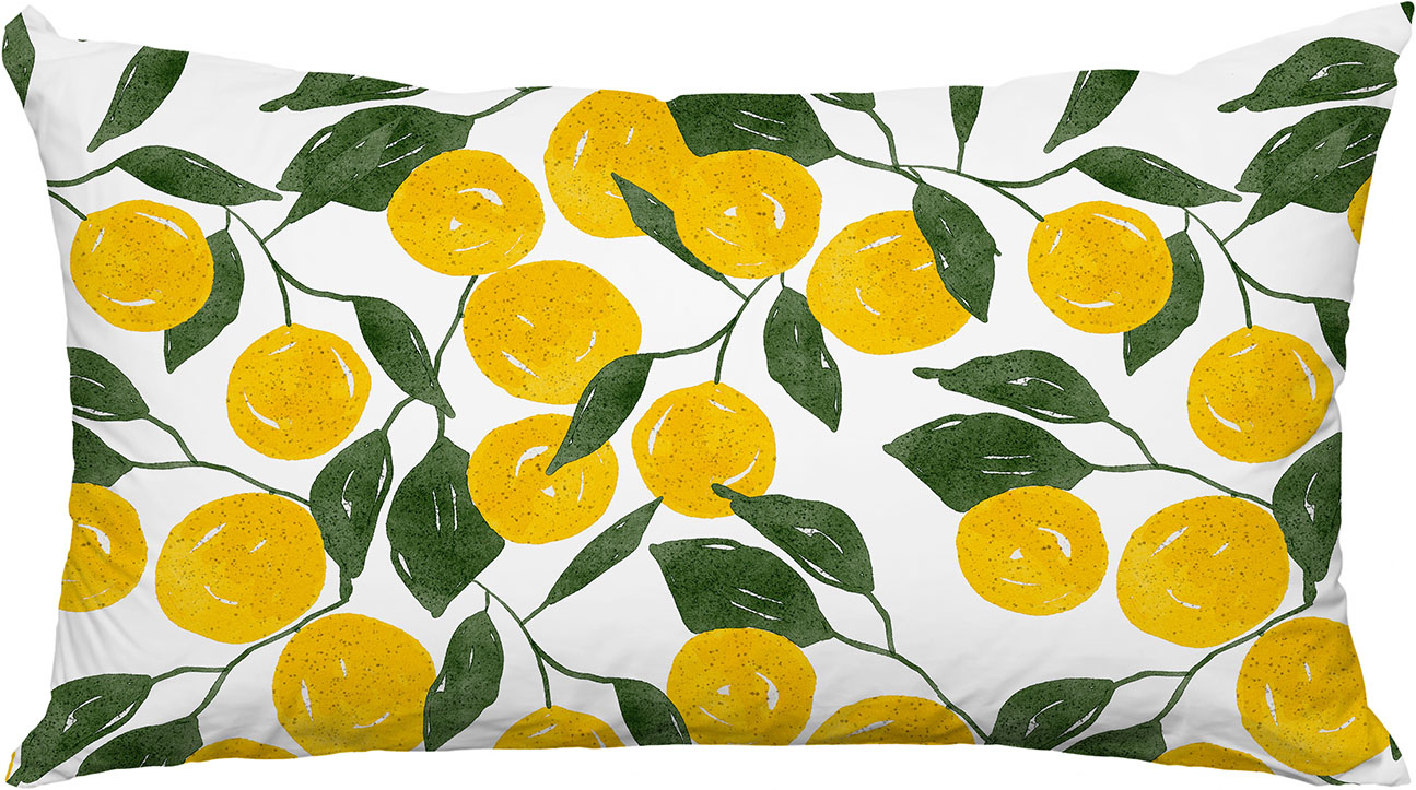 queence Dekokissen "Zitronen mit Blätter" Premium Outdoor Kissenbezug; Format: 60x40 cm