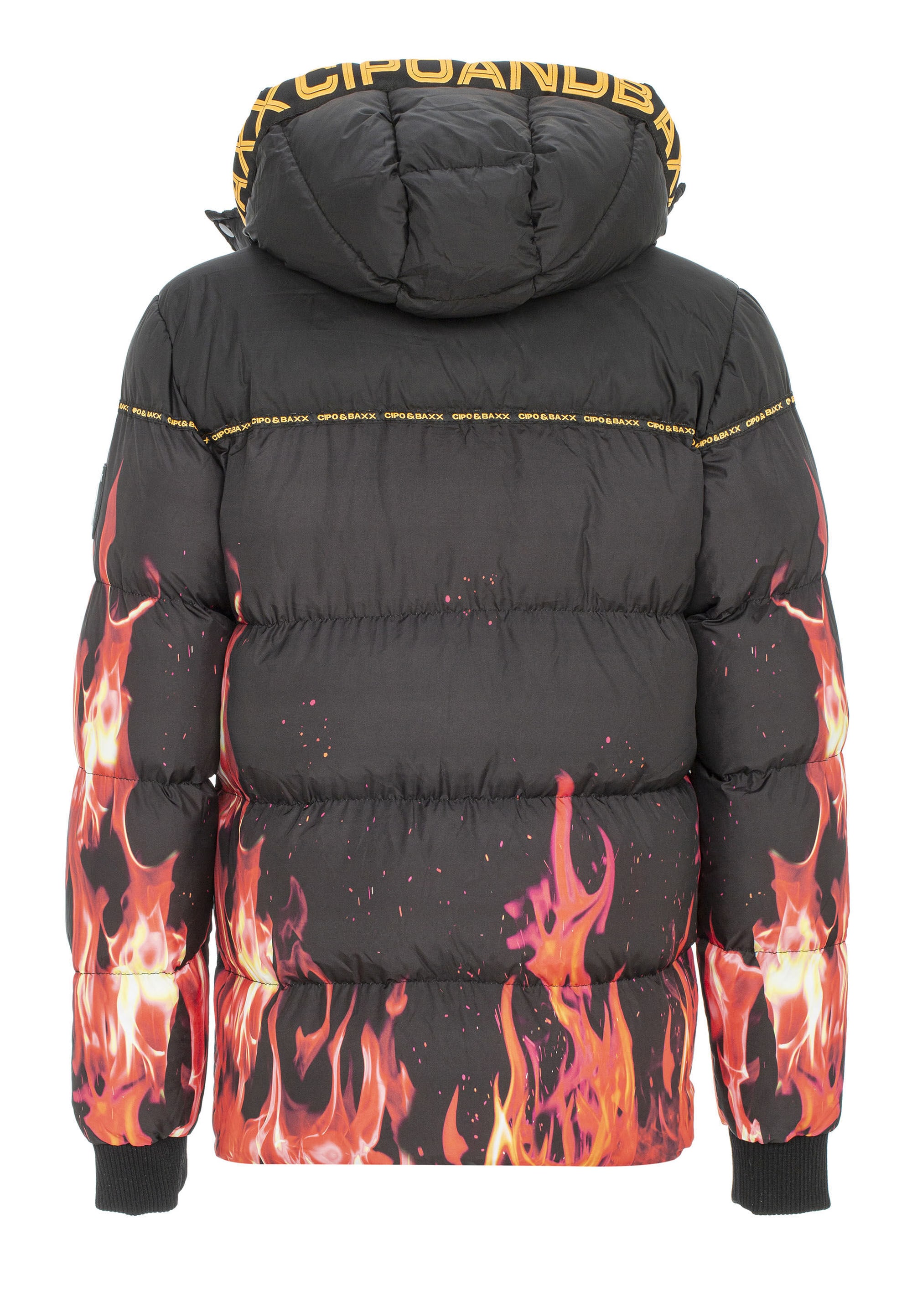 Cipo & Baxx Winterjacke »Winterjacke«, mit Kapuze, mit Flammen-Motiv