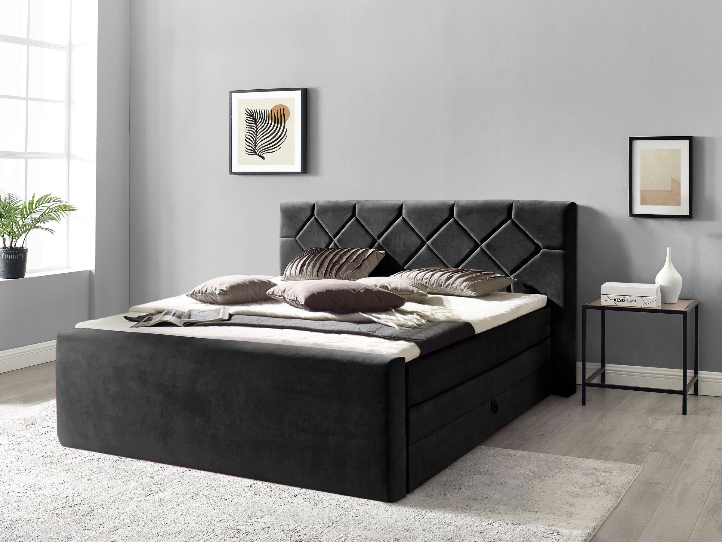 Places of Style Boxspringbett »Atlanta«, inklusive Topper und Bettkasten