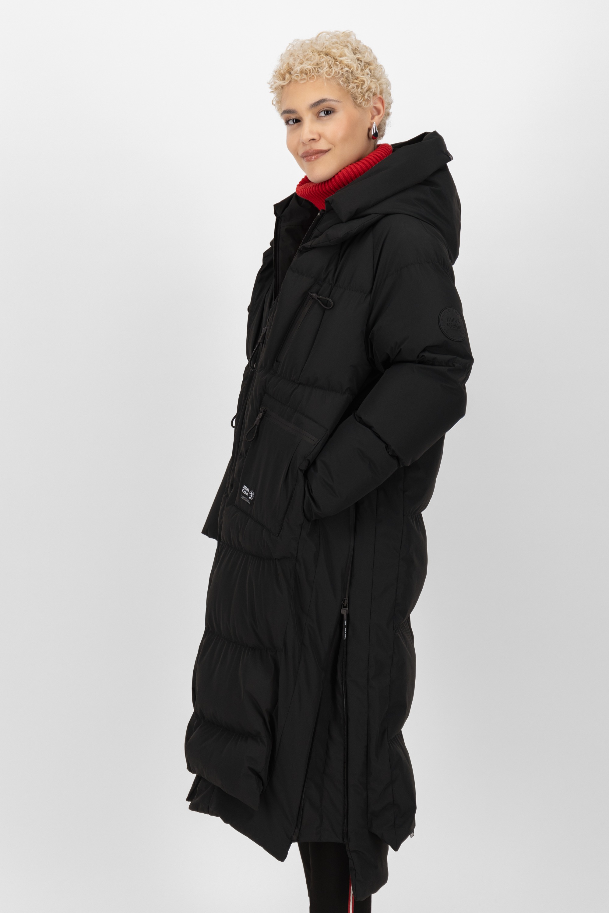 Winterjacke ALIFE & KICKIN "Damen RihannaAK A", Damen, Gr. L, moonless, 100% Polyester, oversize wadenlang, Rippbündchen, Jacken Winterjacke, Langer, warmer Wintermantel mit großer Kapuze und Fleece Innenfutter 2