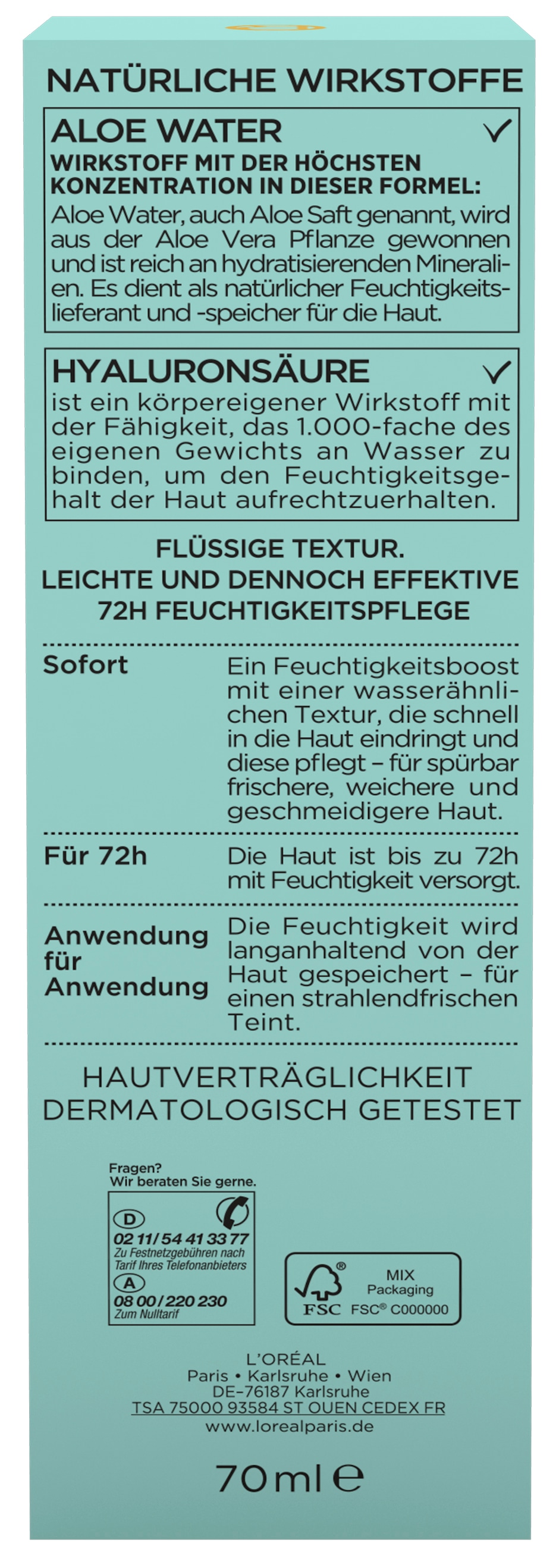 L'ORÉAL PARIS Gesichtsfluid »Hydra Genius Aloe Aqua« hochkonzentrierte Feuchtigkeit, zieht sofort ein, weichere Haut