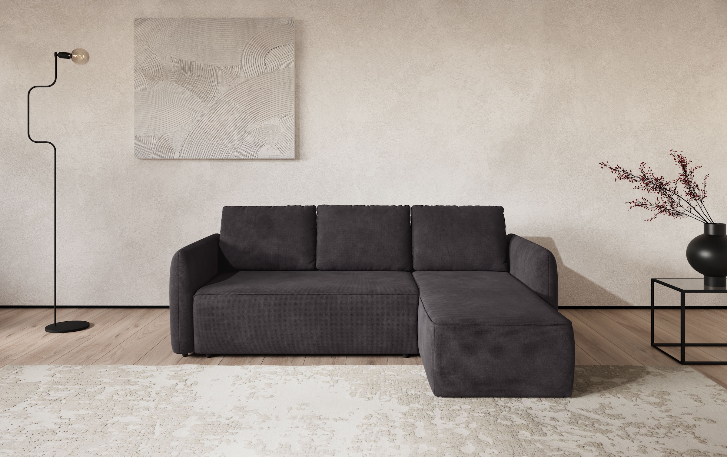 COTTA Ecksofa "Flow, bequem, L-Form, Breite 239 cm, schmale Armlehnen" wahlweise mit Schlaffunktion