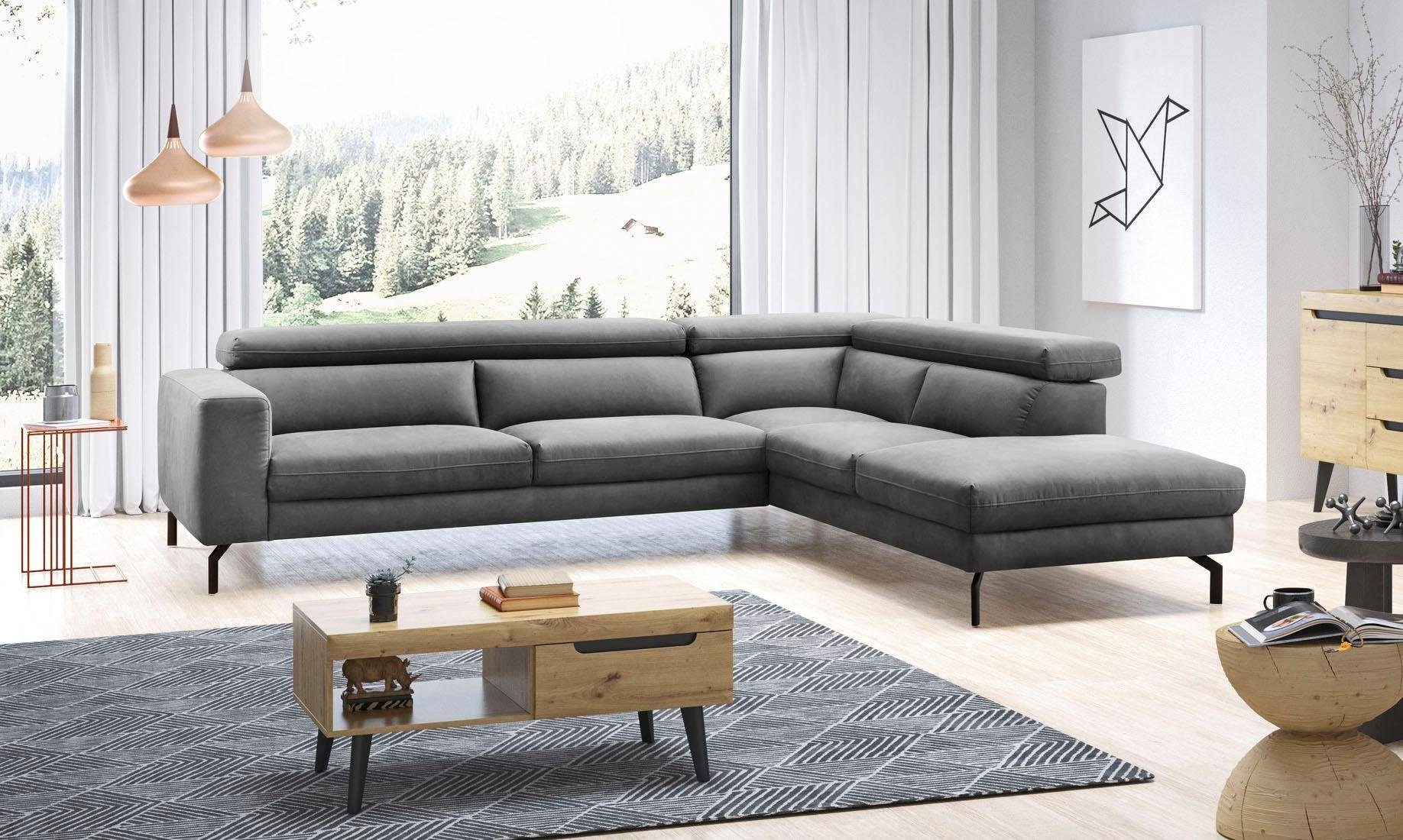 Home affaire Ecksofa "Olanta, modern und bequem, Breite 305cm, Fuß 16cm hoc günstig online kaufen