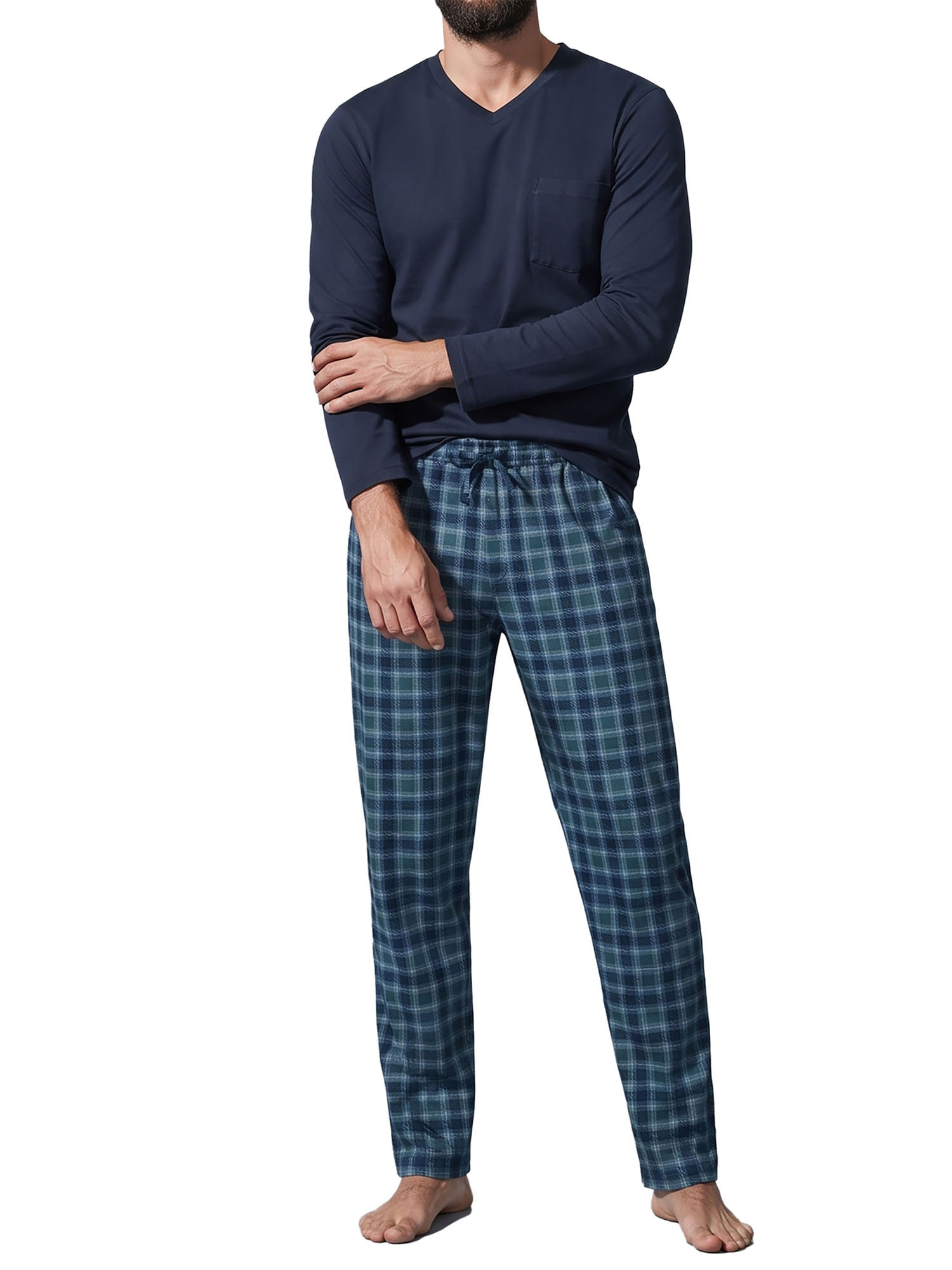 Ammann Pyjama »Herren Langarm Shirt, Lange Flanellhose Night & Relax« 1 Stk.