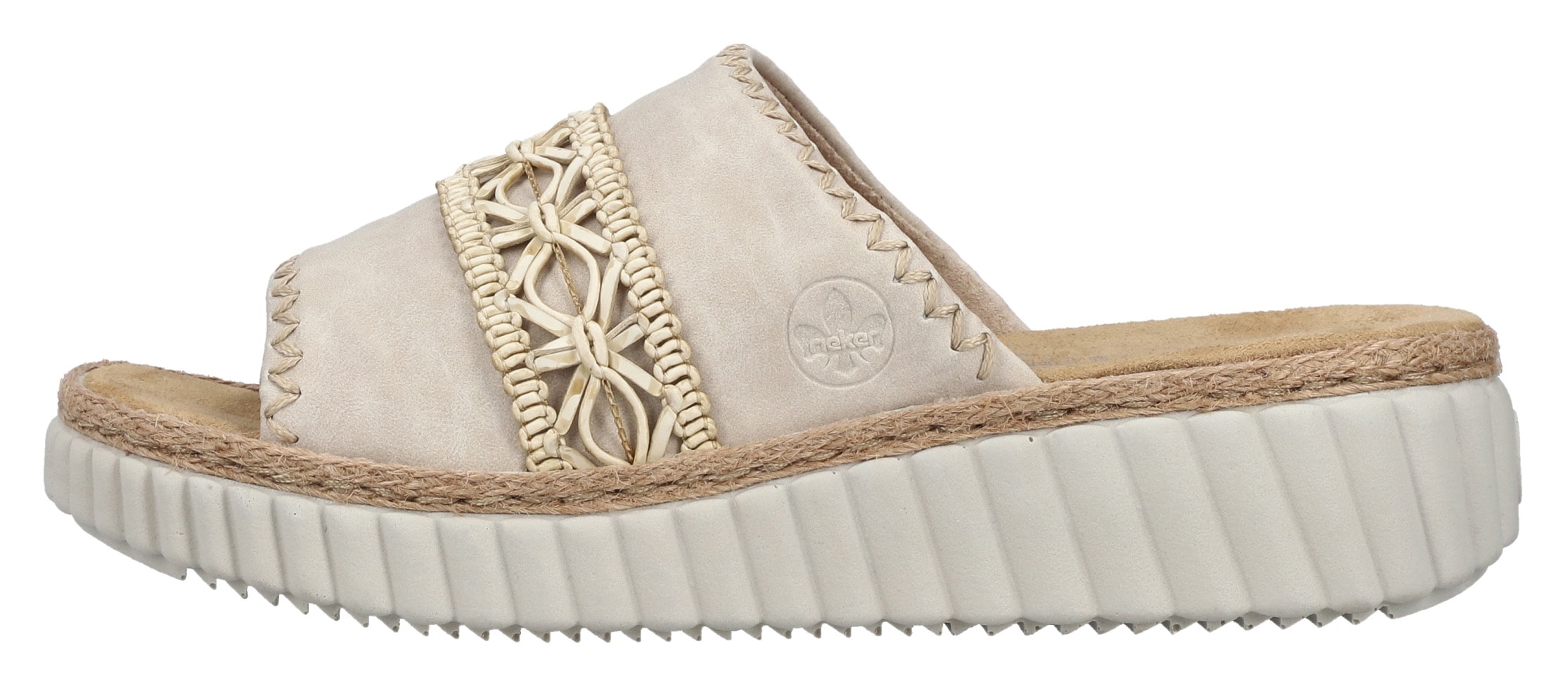 Rieker Pantolette, Sommerschuh, Strandschuh, Urlaubschuh, Hausschuh mit softer Innensohle